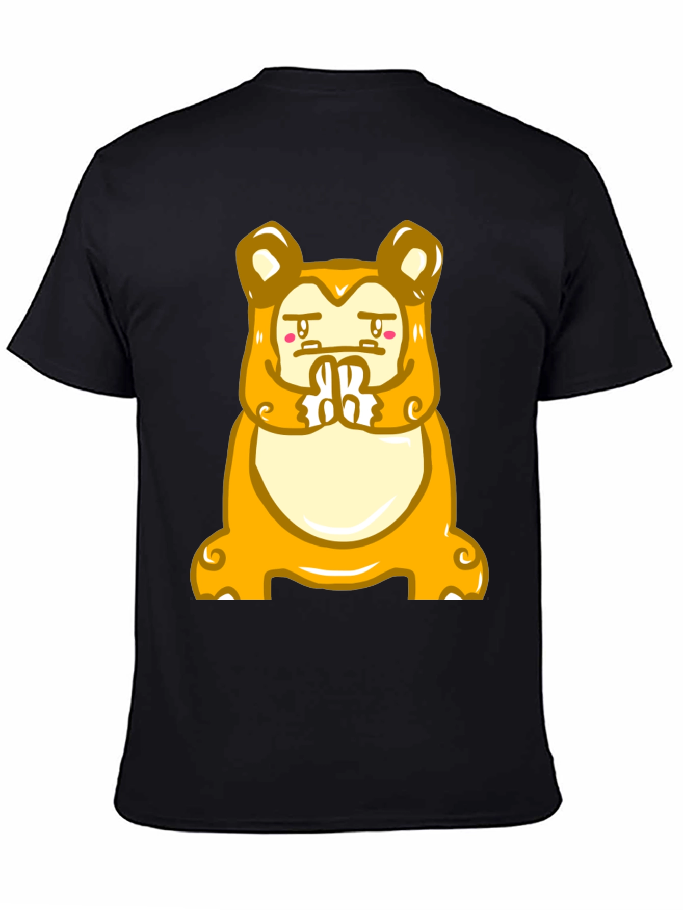 Black Funny Meditating Cartoon Character T-Shirt view 4