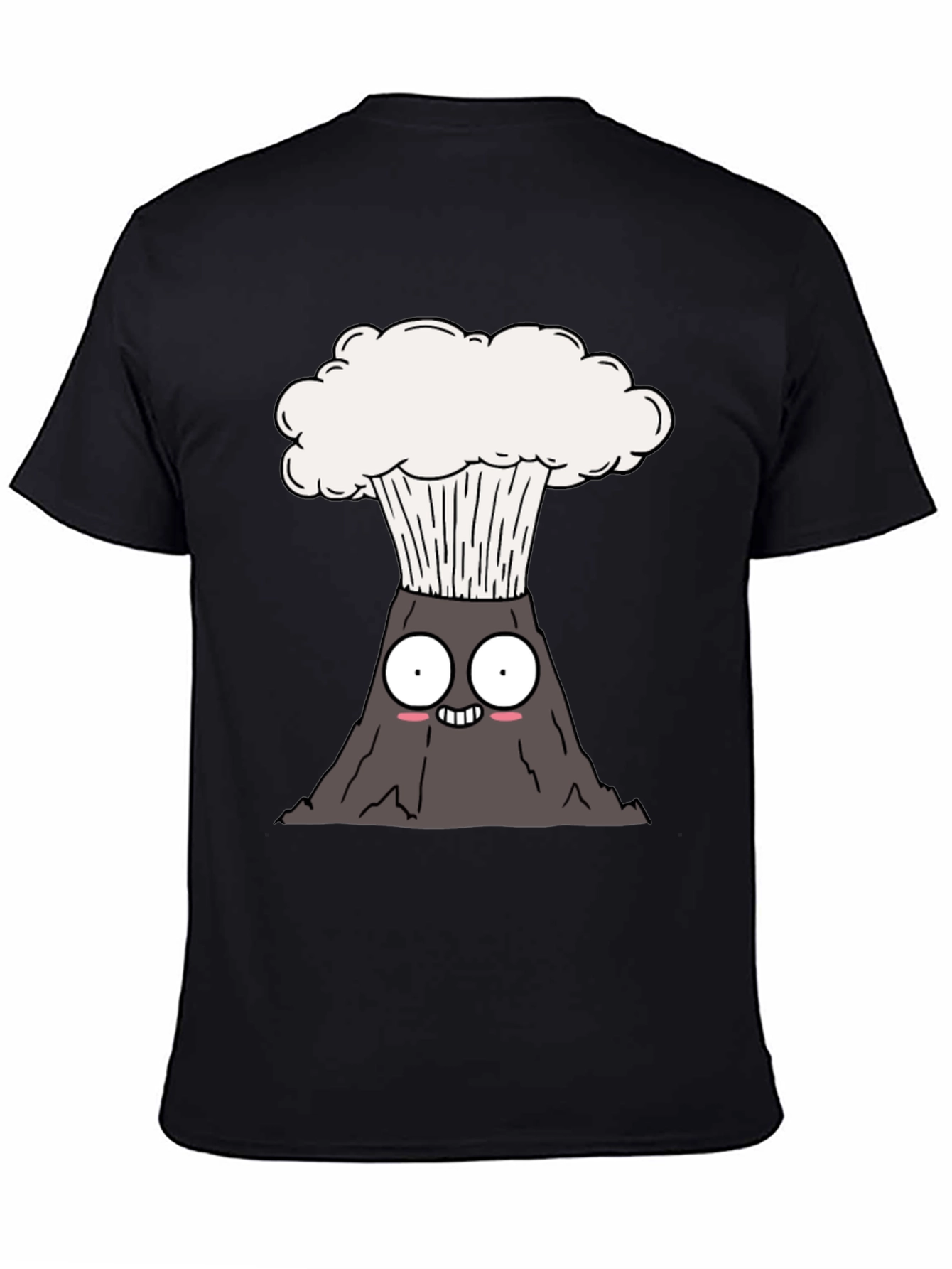 Black Cartoon Volcano T-Shirt - Erupting Style view 4