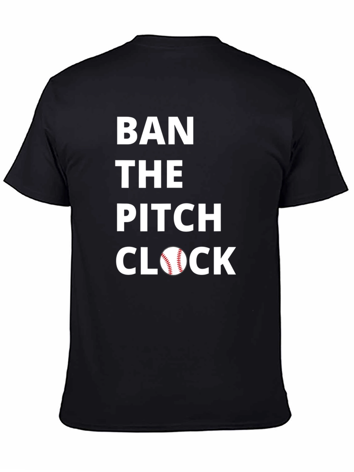 Black Ban the Pitch Clock Baseball Tee view 4