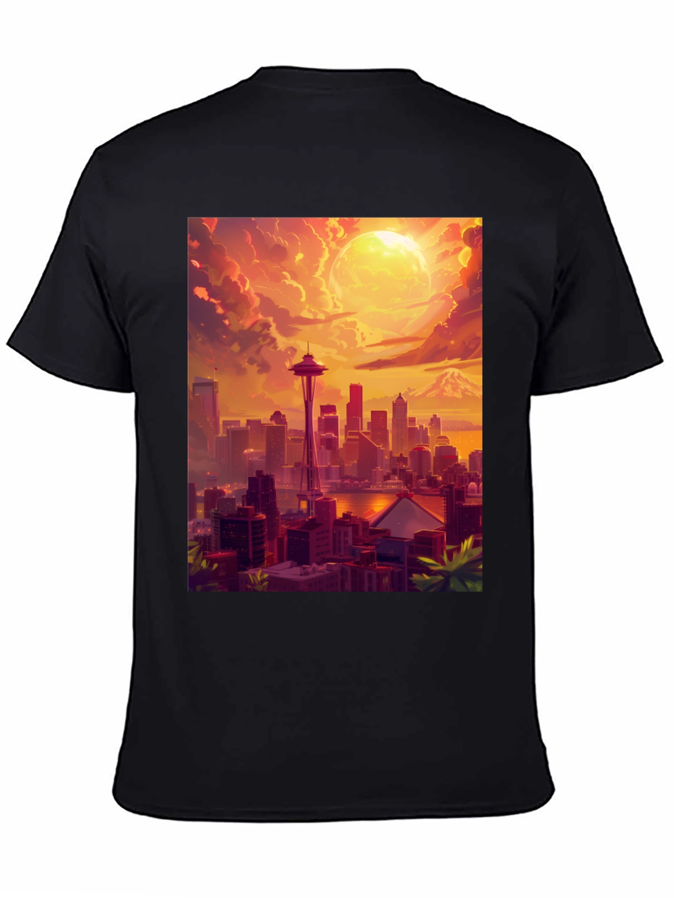 Black Seattle Skyline T-Shirt view 4