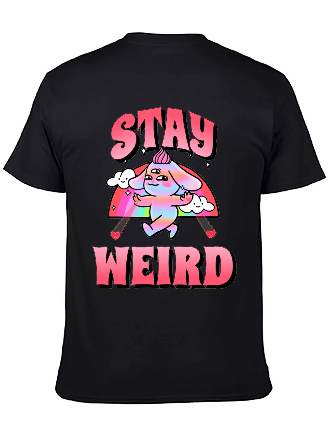 Black Stay Weird Graphic Tee - Black Cotton Blend Shirt view 4