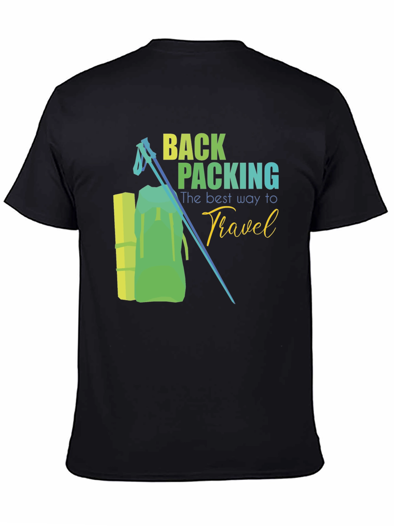 Black Backpacking Travel Graphic Tee - Outdoor Adventure Shirt view 4