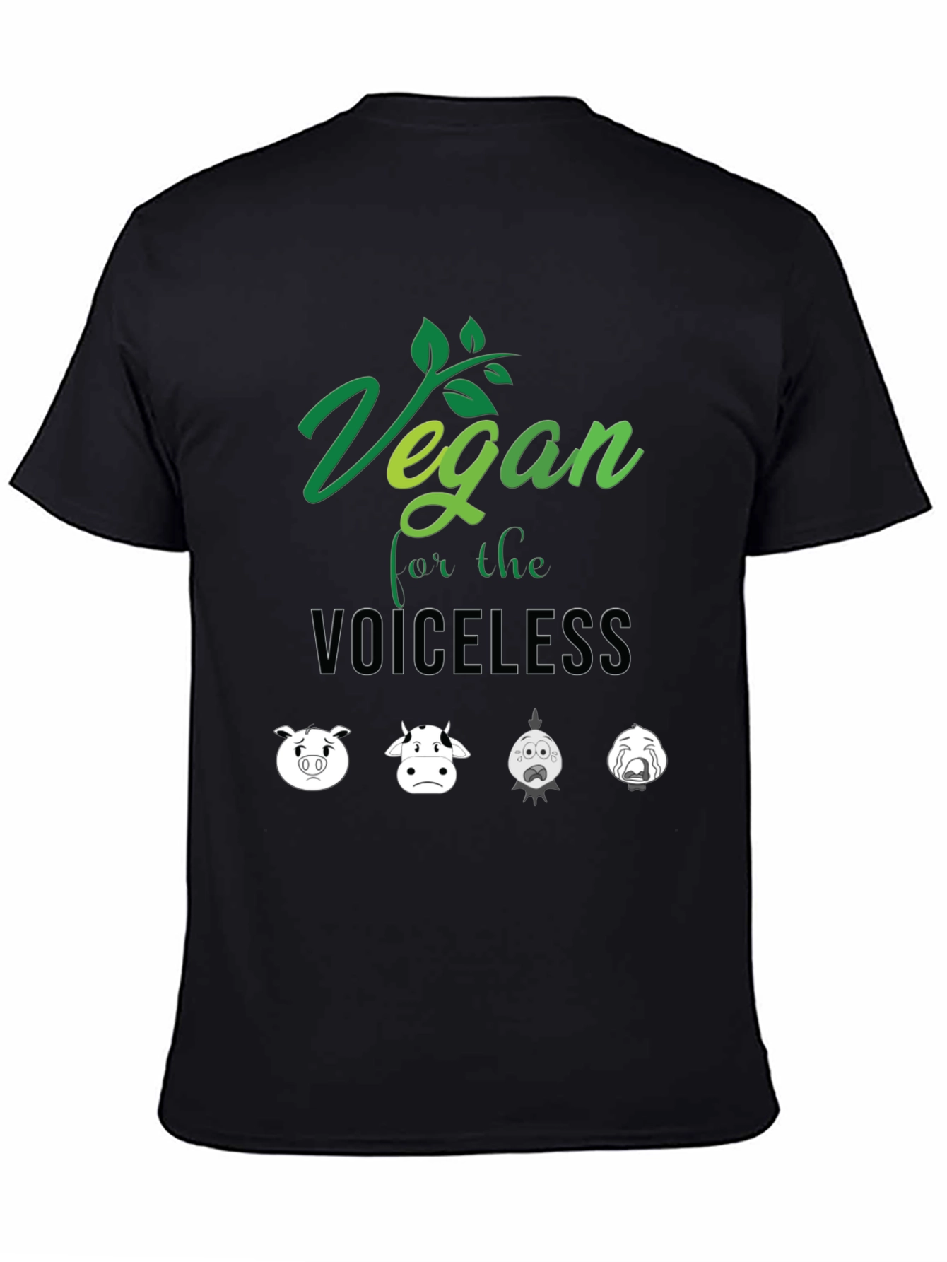 Black Vegan For the Voiceless T-Shirt - Animal Rights Tee view 4
