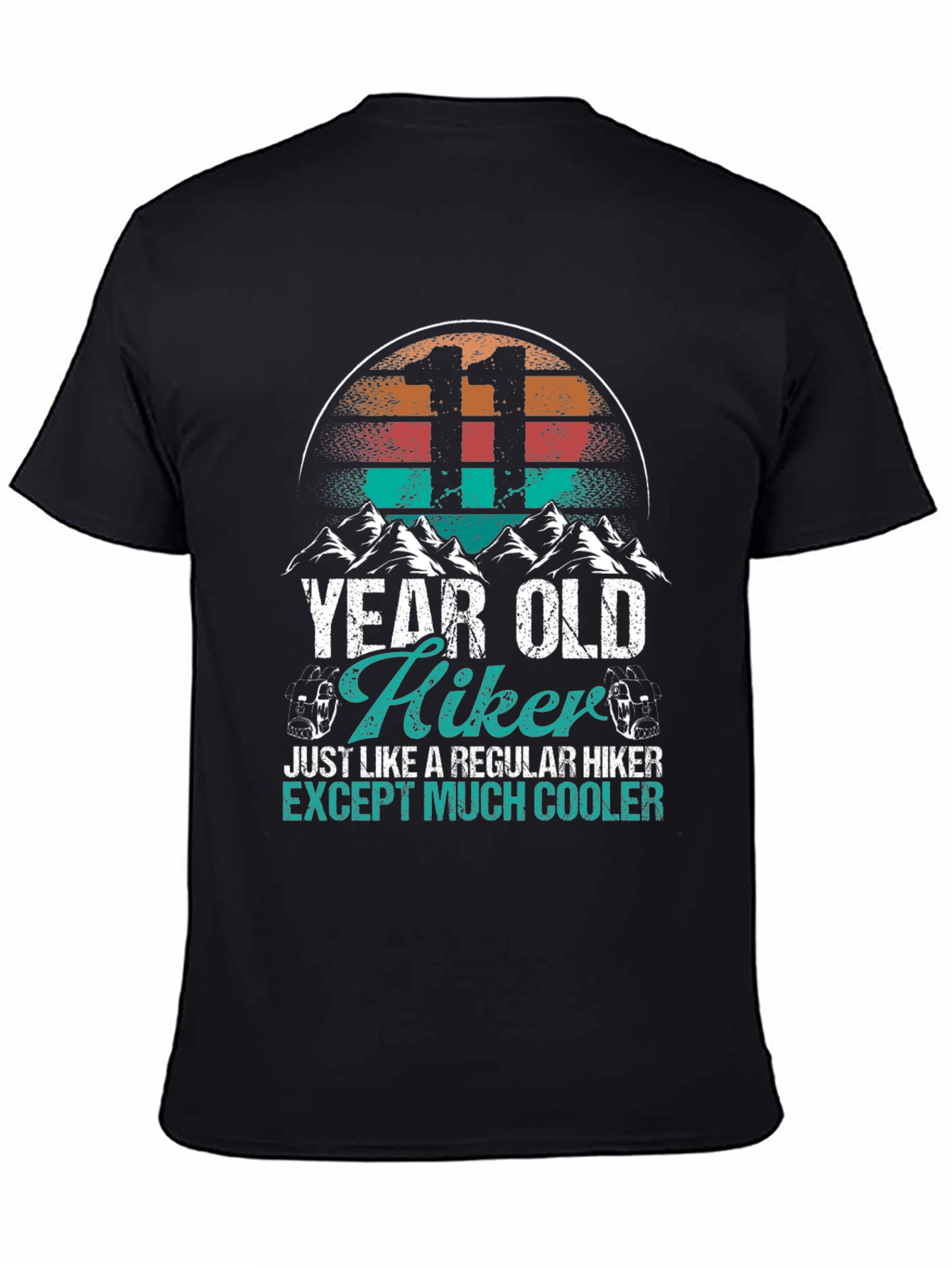 Black 11 Year Old Hiker T-Shirt - Cool Hiking Tee view 4