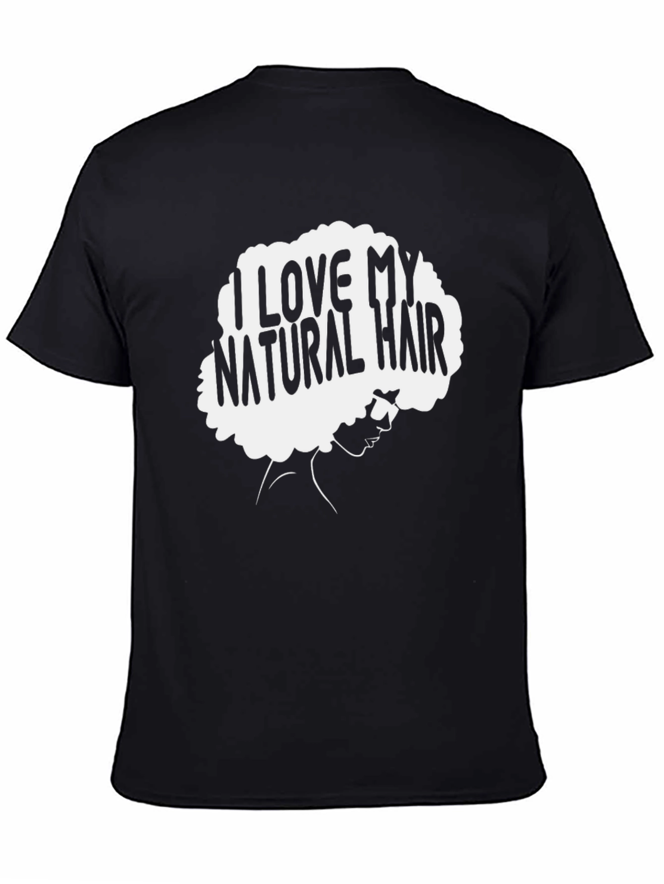 Black I Love My Natural Hair Graphic Tee - Black Cotton T-Shirt view 4