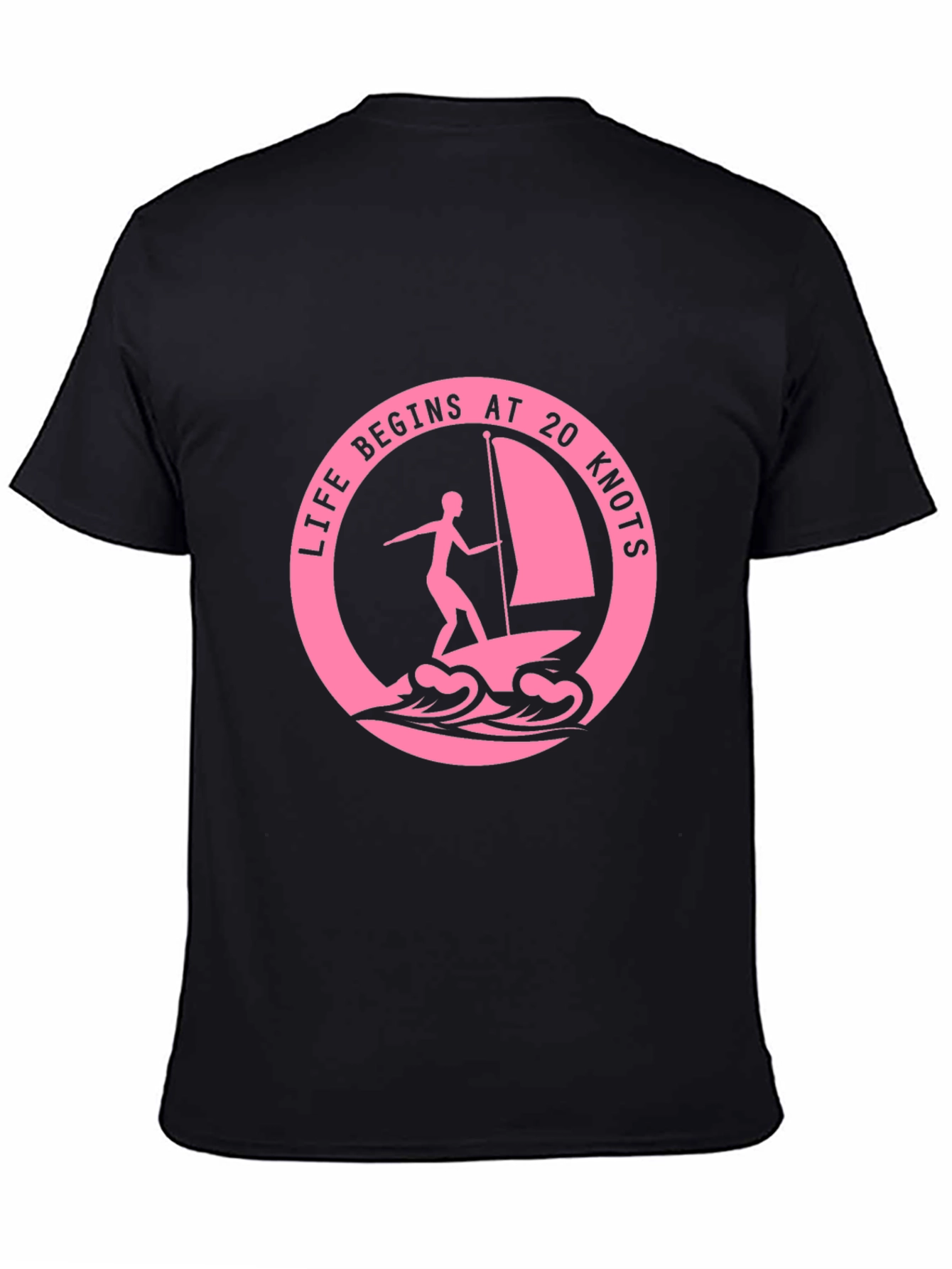 Black Life Begins at 20 Knots T-Shirt - Windsurfing Tee view 4
