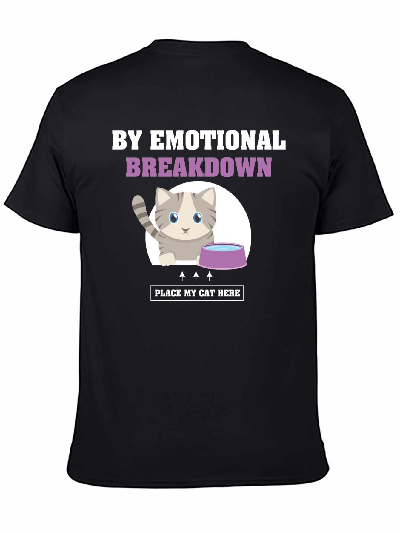 Black Emotional Breakdown Cat T-Shirt view 4