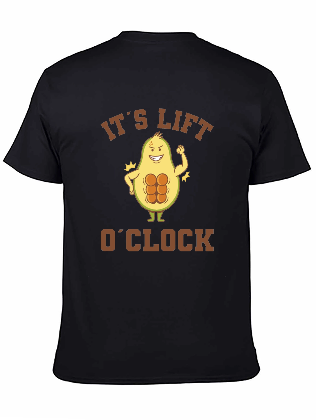 Black Funny Avocado Lift O'Clock T-Shirt - Gym Humor! view 4