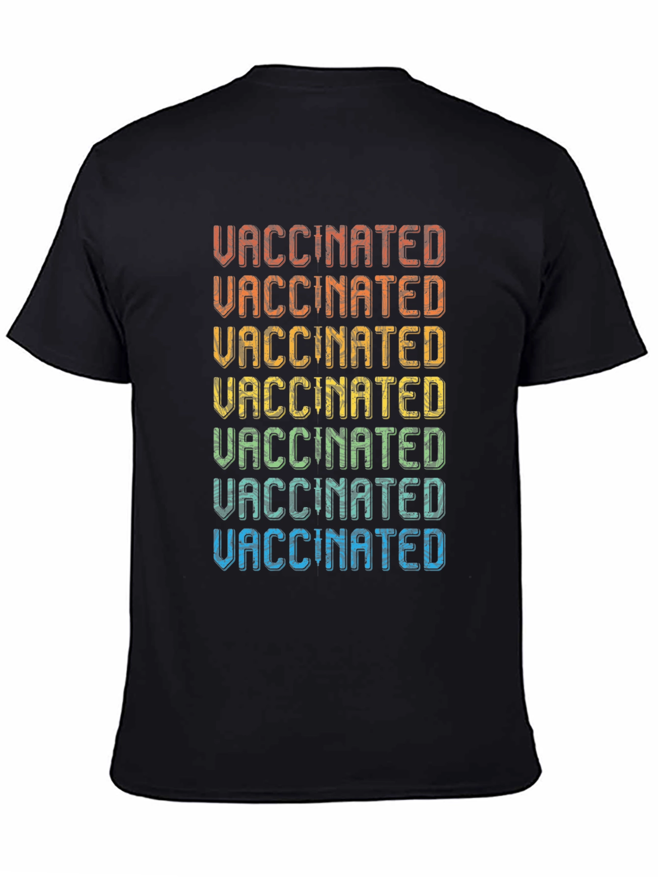 Black Vaccinated Rainbow T-Shirt - Retro Style view 4