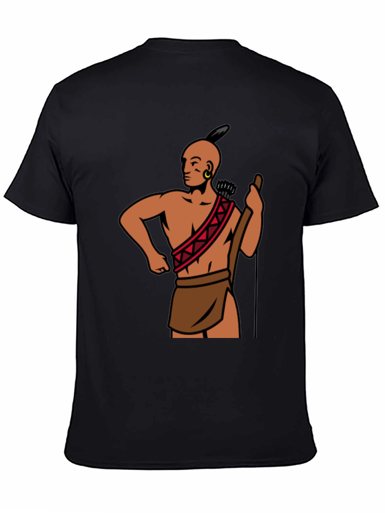 Black Native American Warrior Graphic Tee - Black view 4