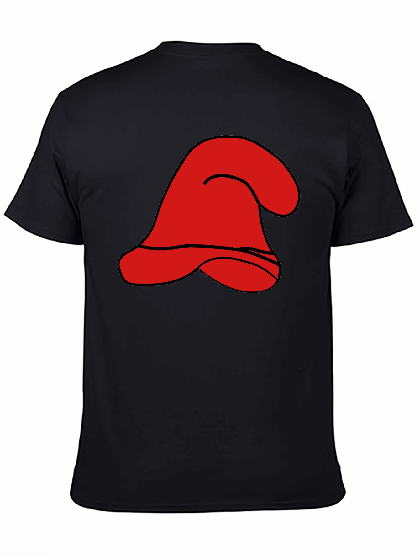 Black Red Cartoon Hat Graphic Black T-Shirt view 4