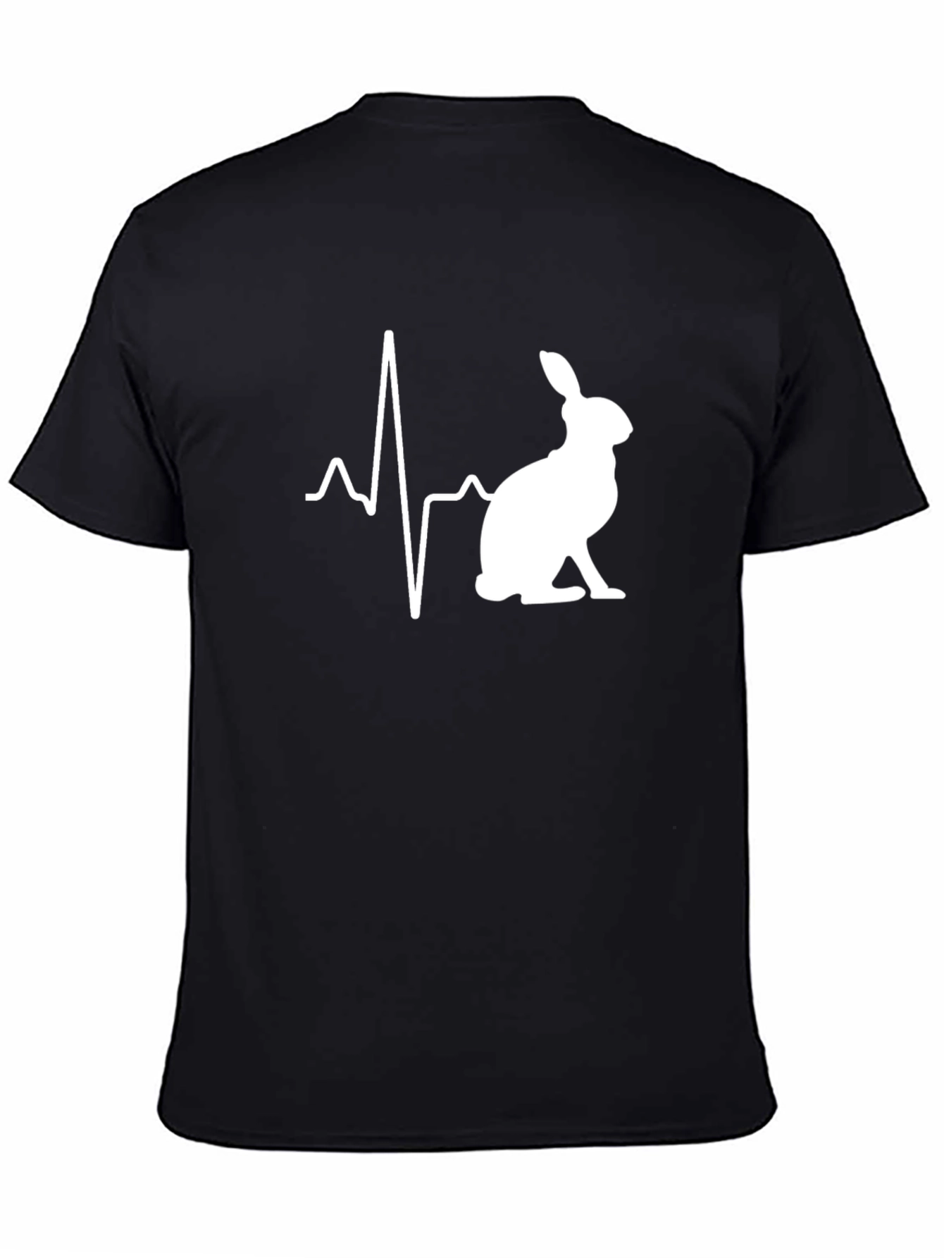 Black Rabbit Heartbeat T-Shirt - Men's Black Crew Neck Tee view 4