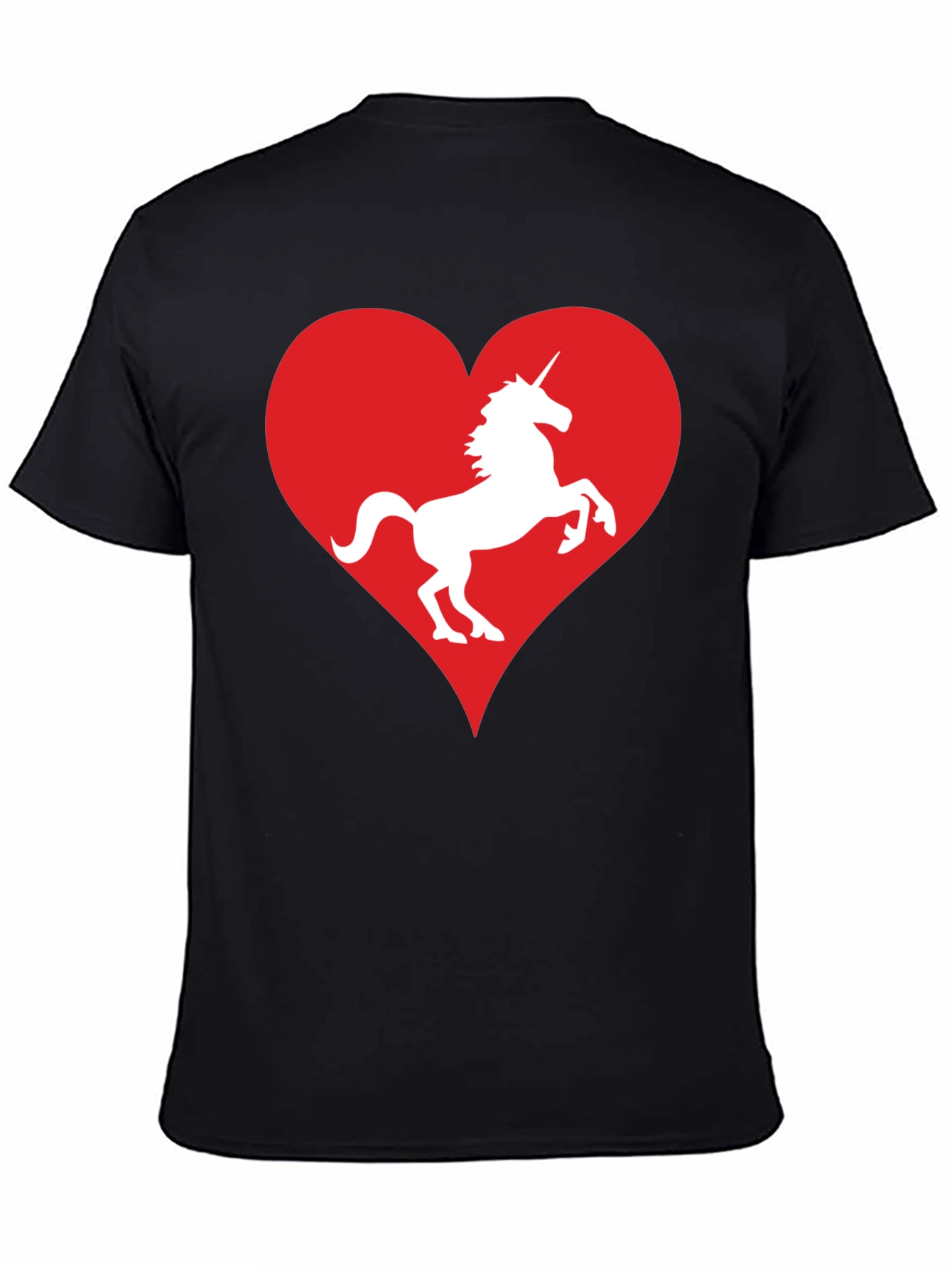 Black Unicorn Heart Graphic Tee - Black Cotton T-Shirt view 4