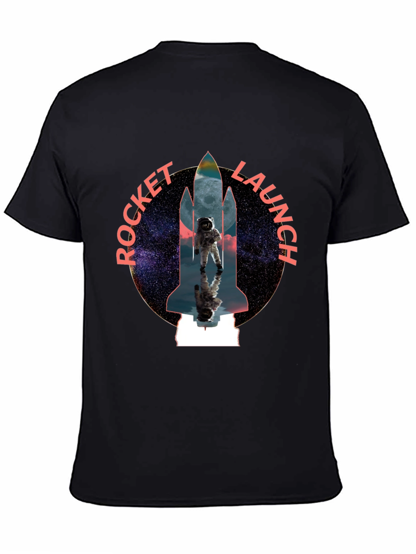 Black Rocket Launch Graphic Tee - Space Astronaut Design view 4