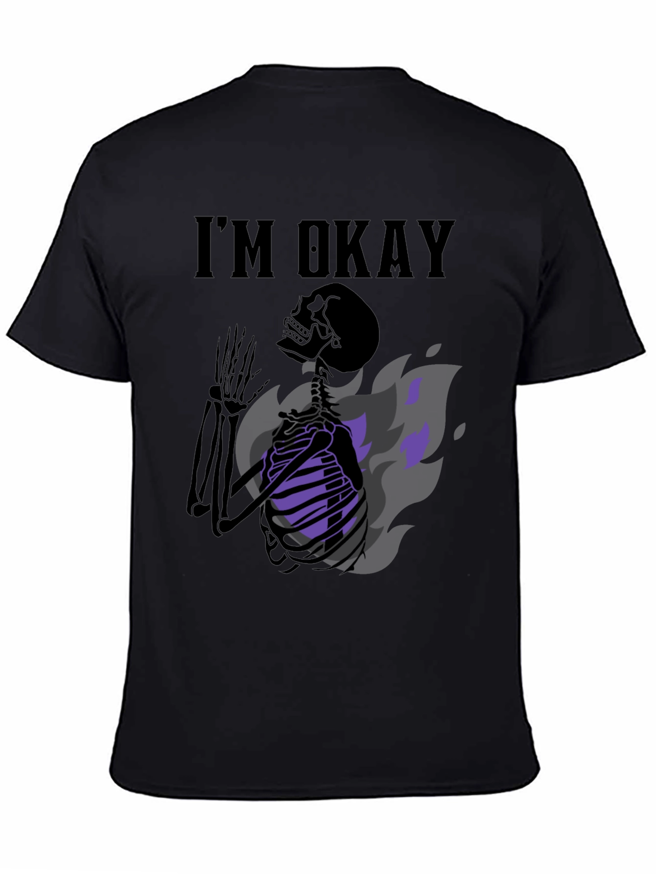 Black I'm Okay Skeleton Graphic Tee - Black view 4
