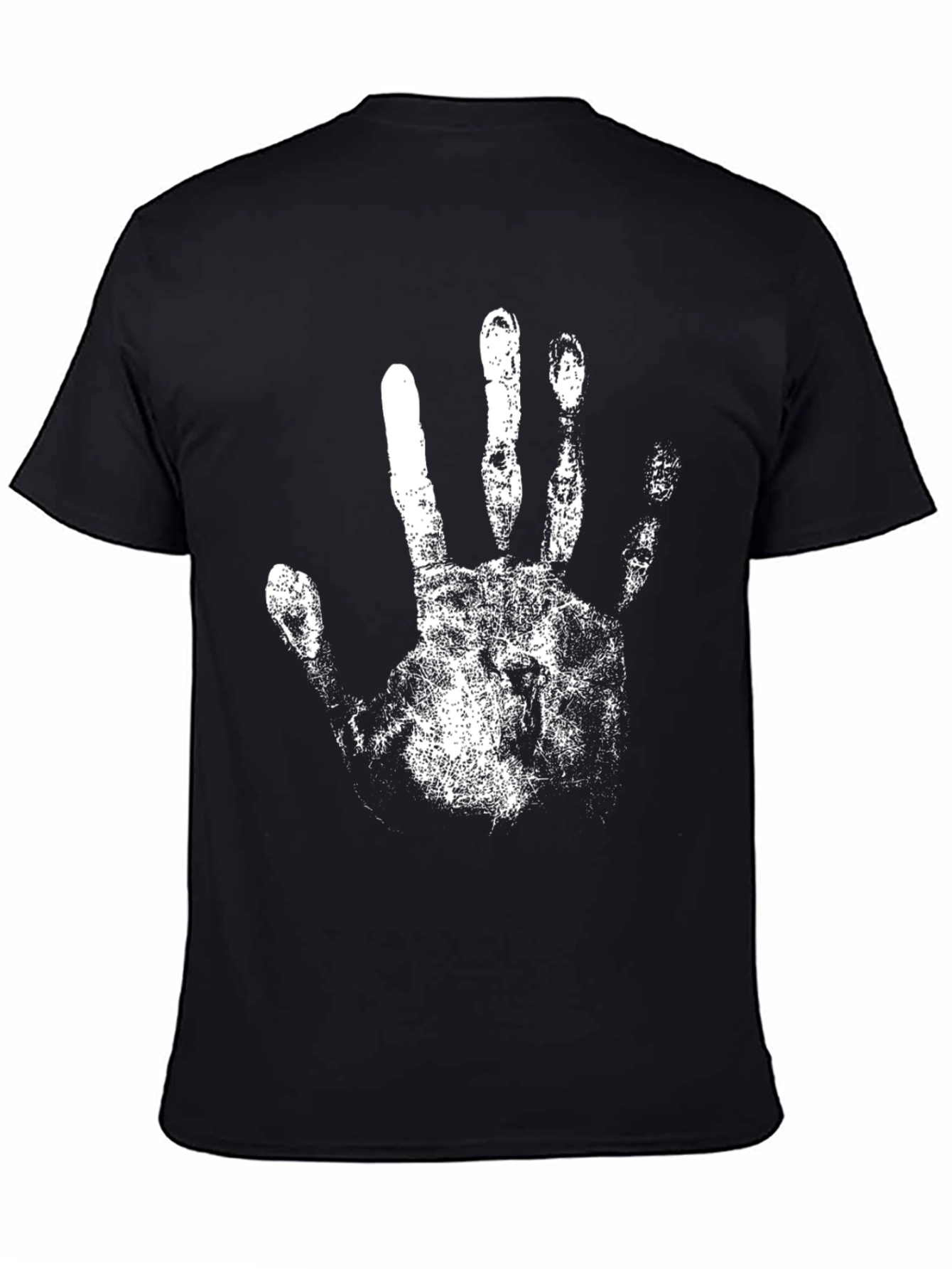 Black Black T-Shirt with White Handprint Design view 4