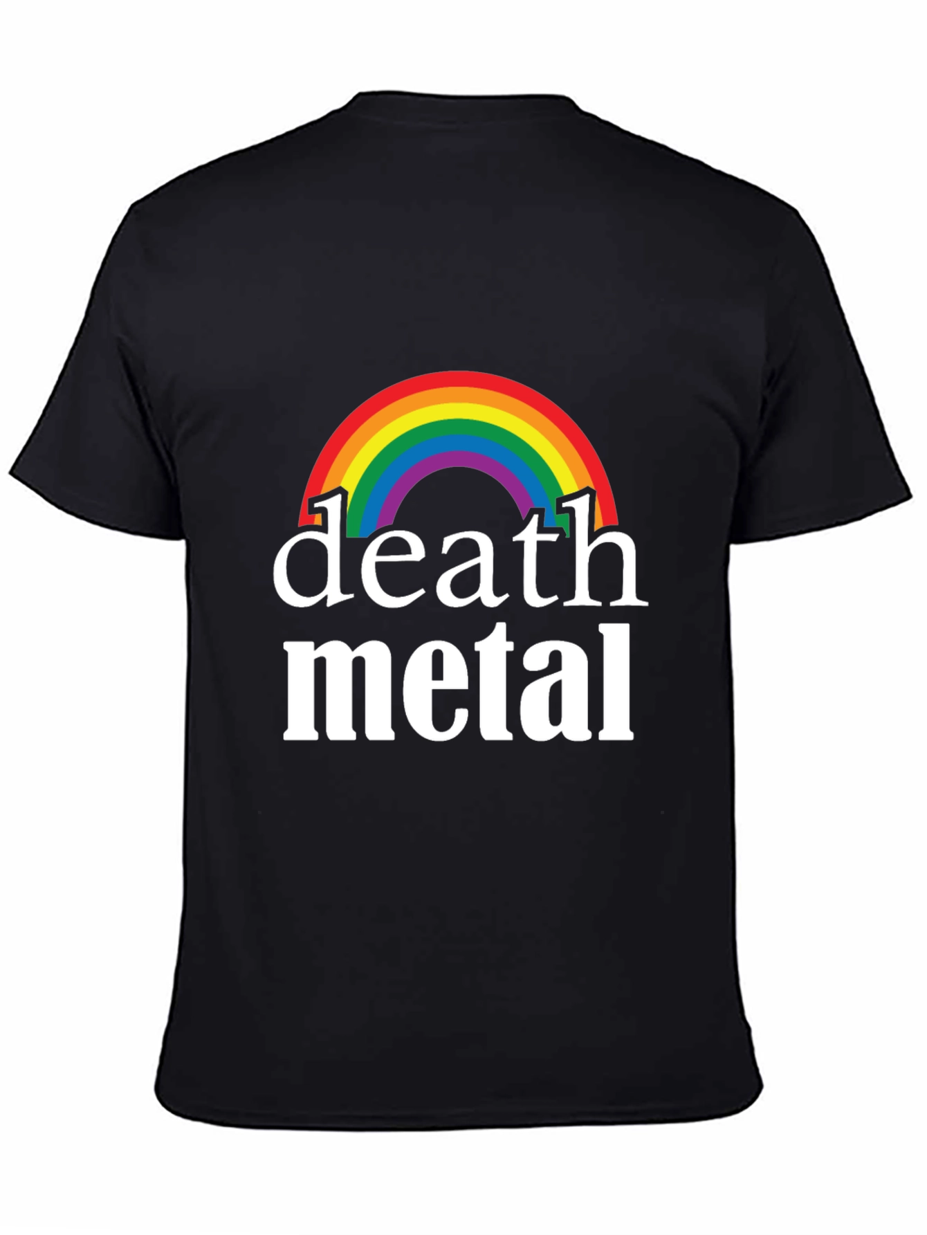 Black Rainbow Death Metal Graphic T-Shirt - Black Cotton Tee view 4