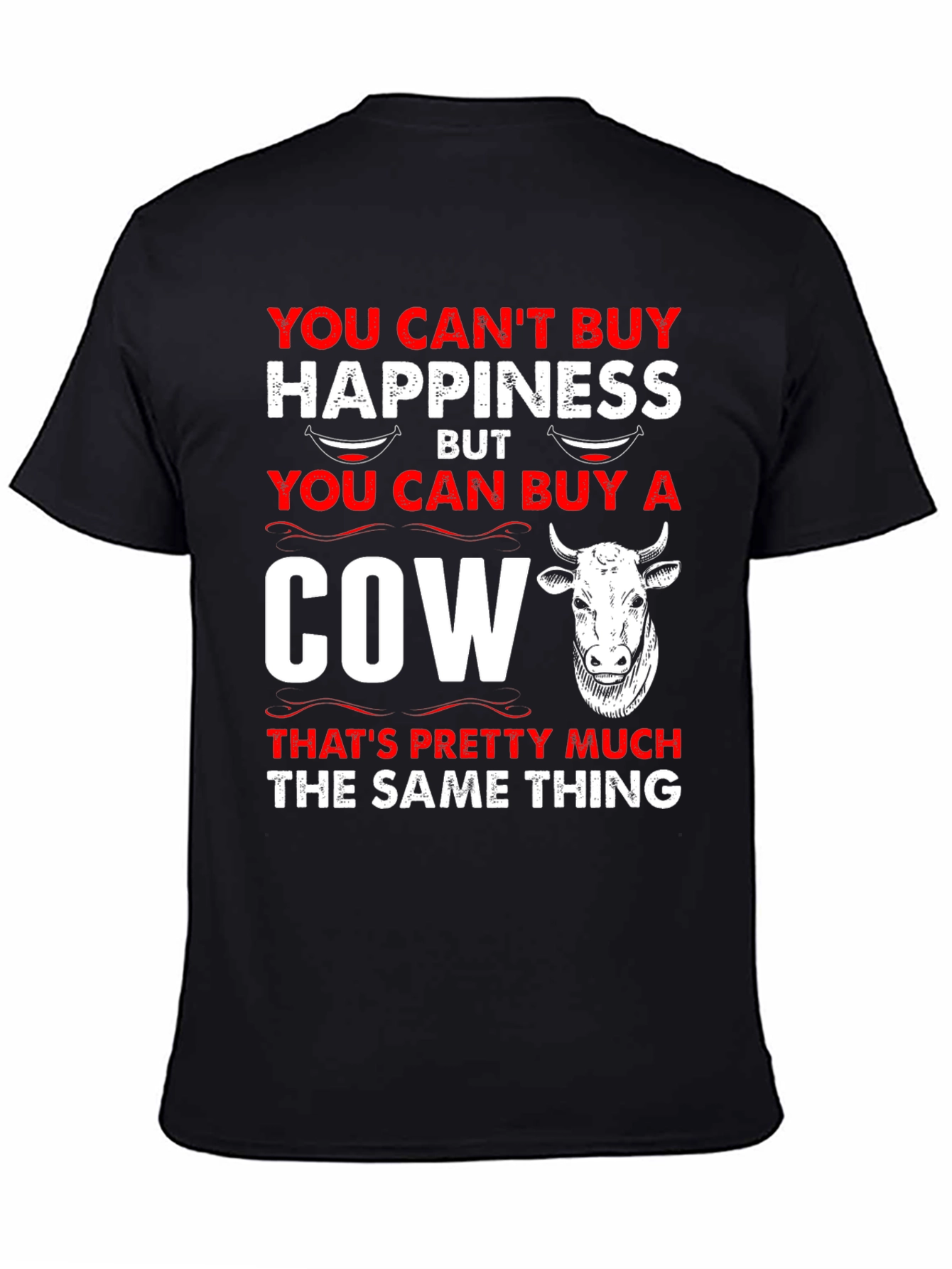 Black Buy a Cow T-Shirt: Happiness is a Cow! view 4