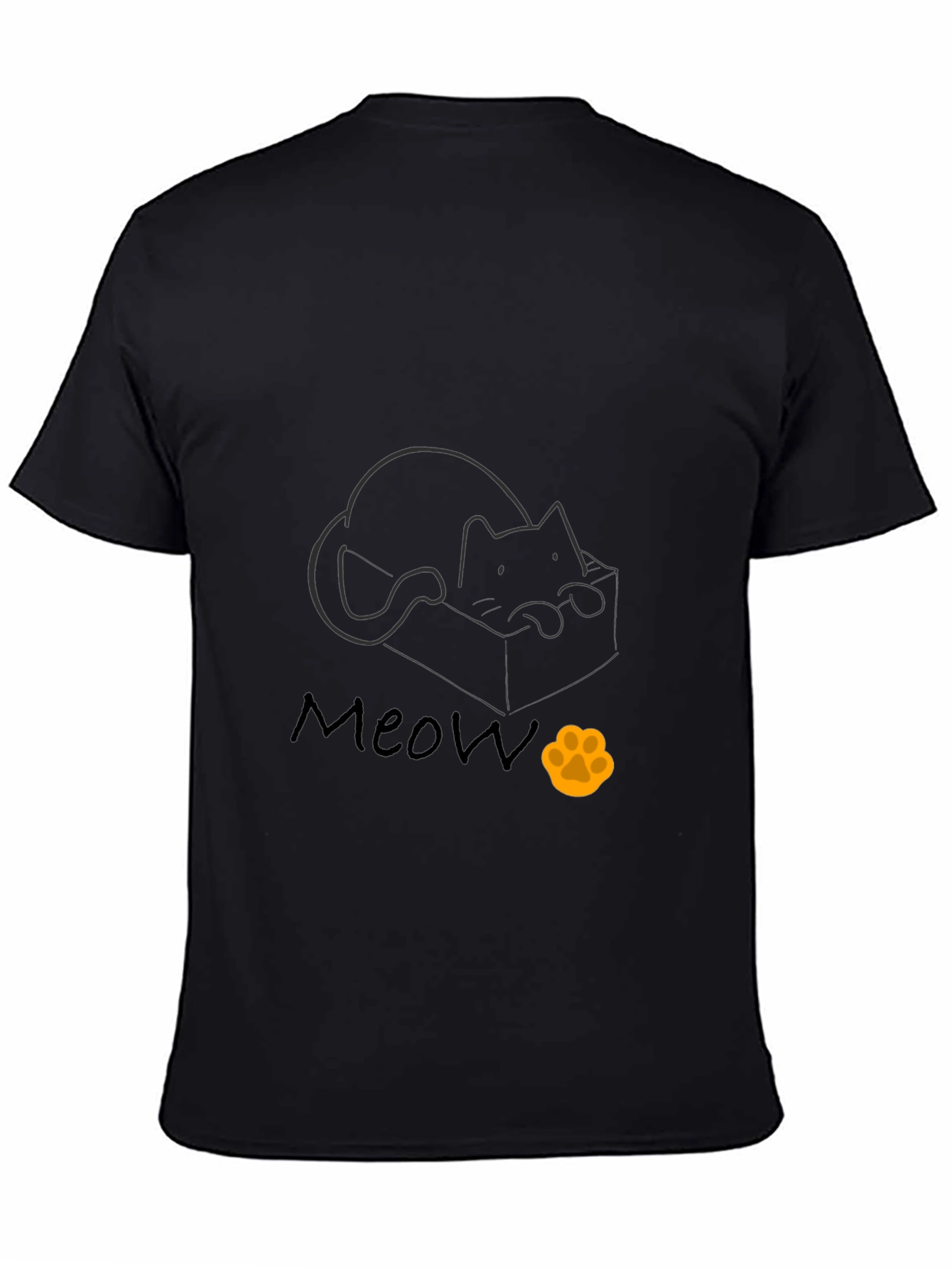 Black Black Cat in Box Graphic Tee - "Meow" view 4