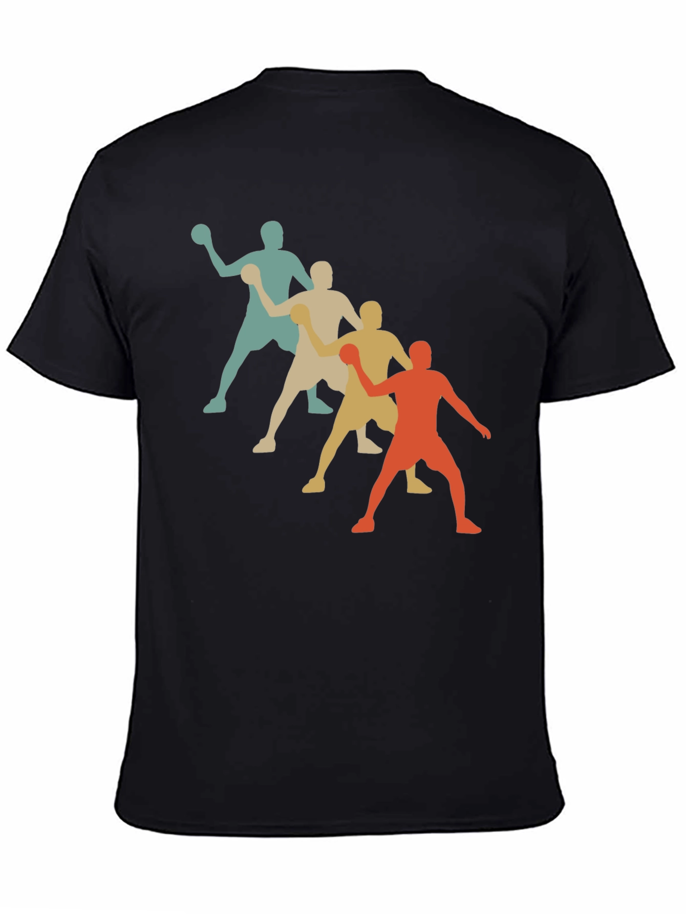 Black Retro Handball Thrower Graphic T-Shirt view 4