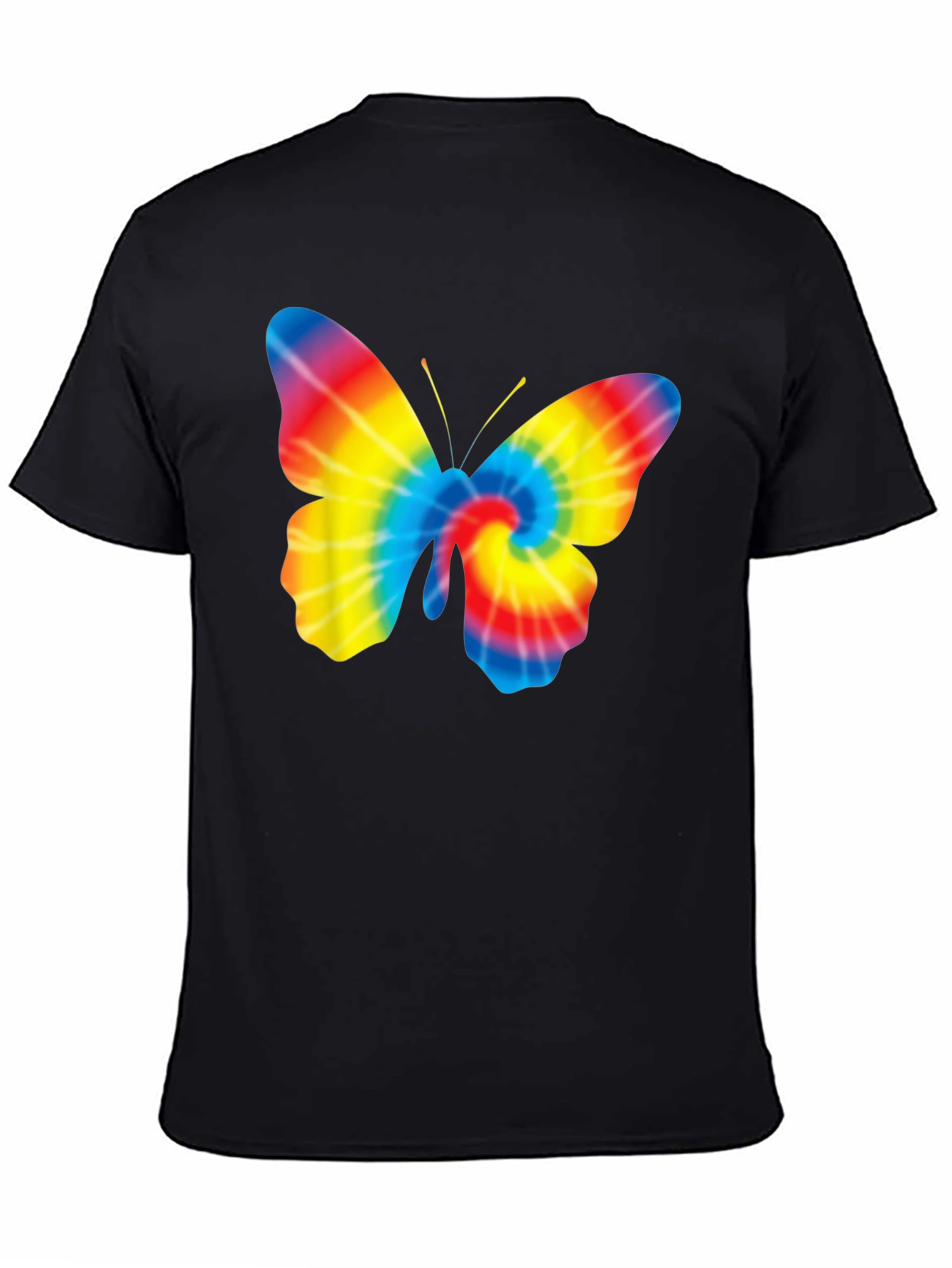 Black Tie Dye Butterfly Graphic Black T-Shirt view 4