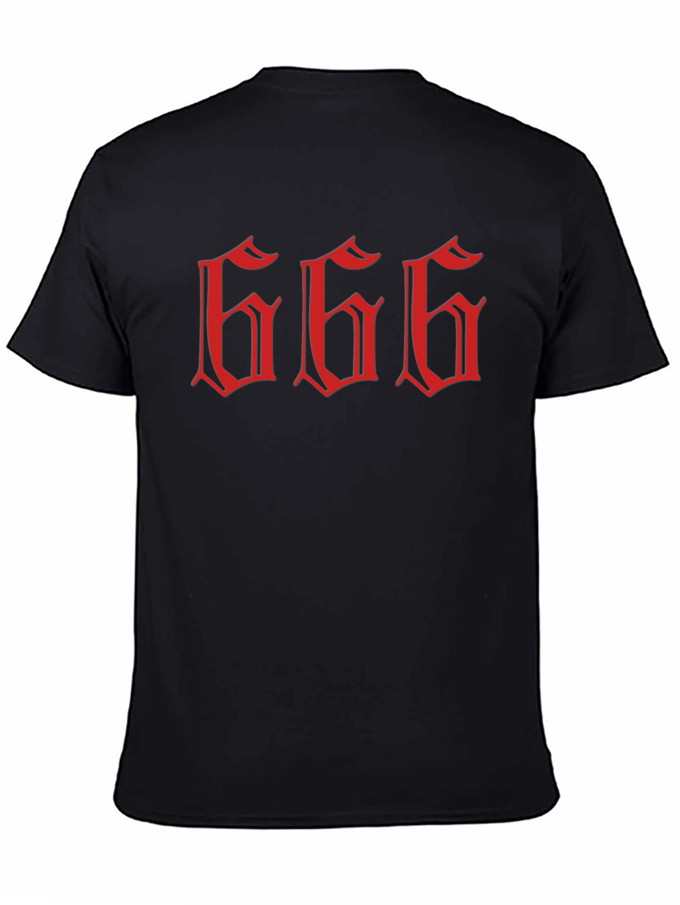 Black Men's Graphic Tee - Red "666" Design view 4