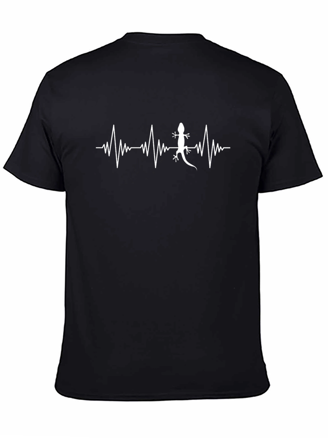 Black Lizard Heartbeat T-Shirt - Black Cotton Tee view 4