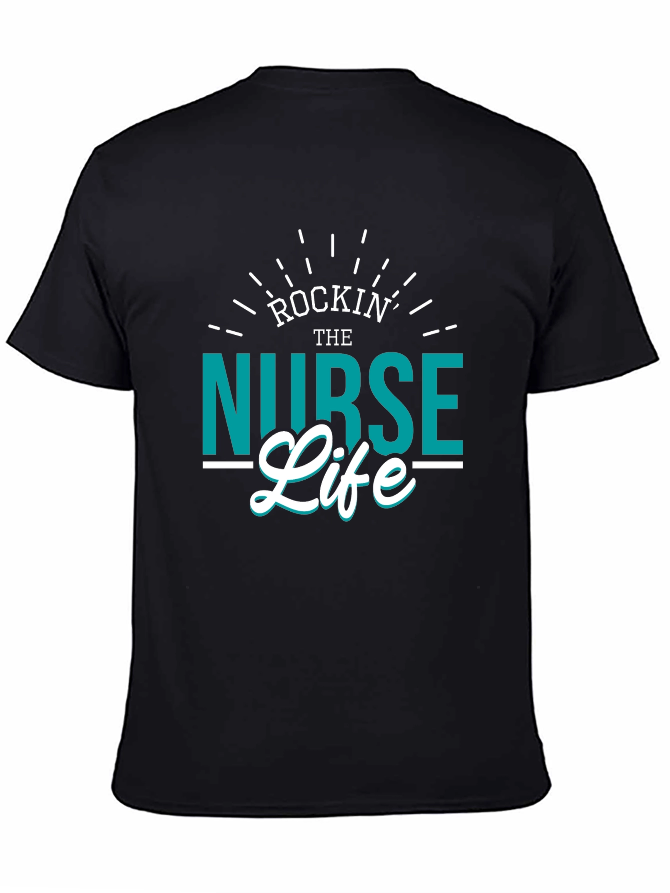 Black Rockin' the Nurse Life Black T-Shirt view 4
