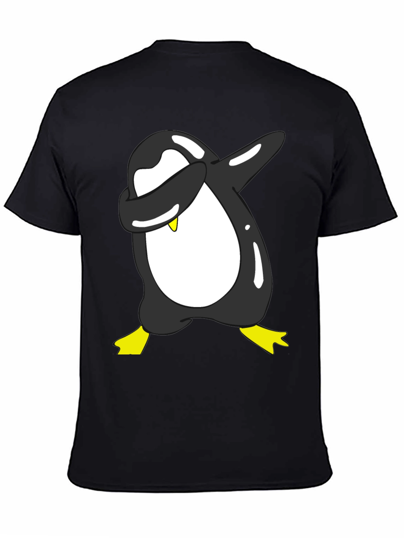 Black Dabbing Penguin Graphic Tee - Black Cotton Blend view 4