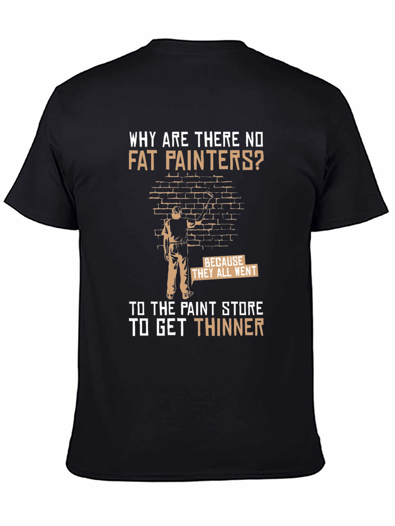 Black Funny Painter T-Shirt: Why Are There No Fat Painters? view 4