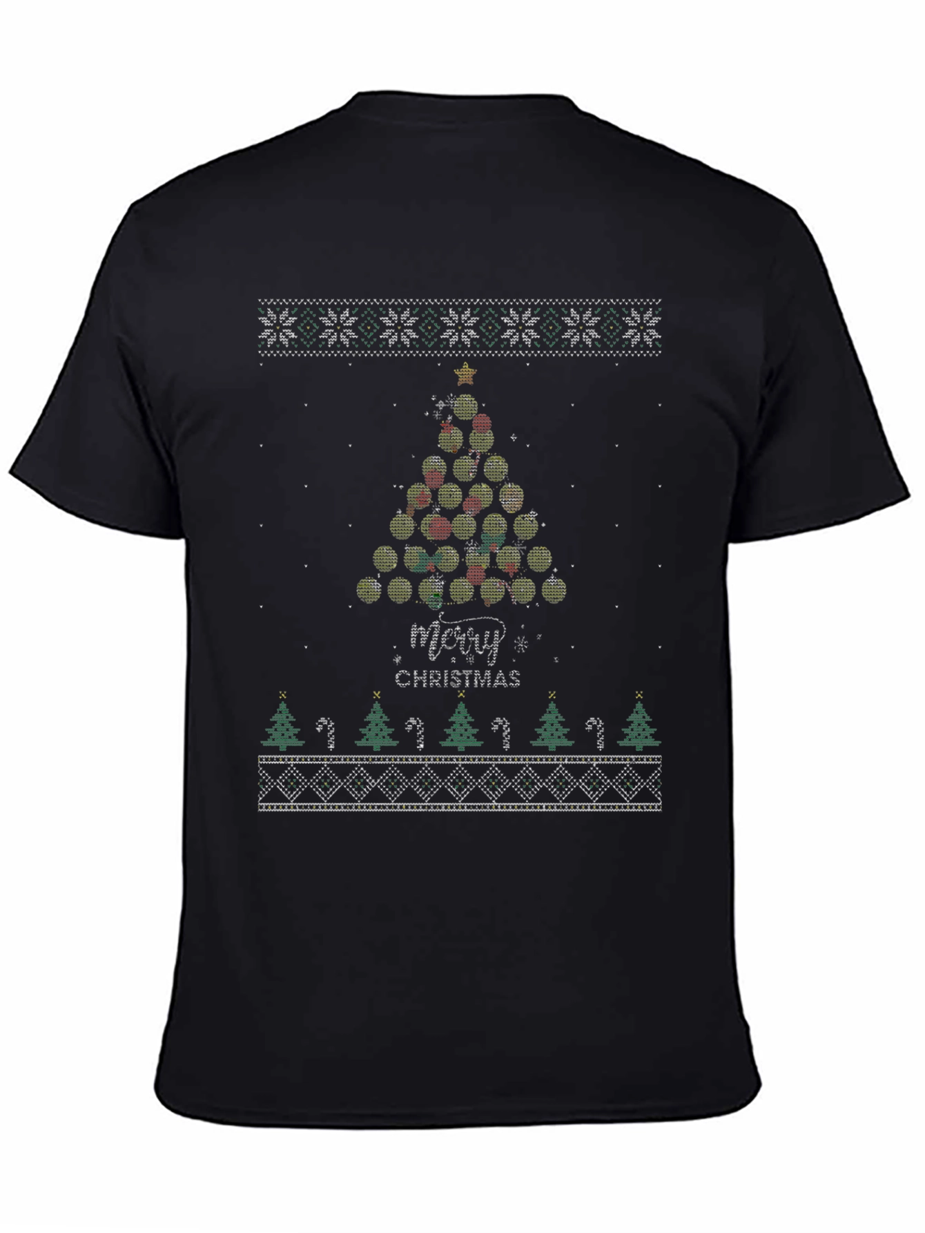 Black Ugly Christmas Sweater Style T-Shirt view 4