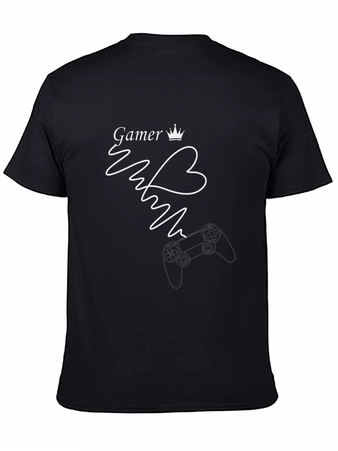 Black Gamer Heartbeat Graphic Tee - Black Cotton Blend view 4