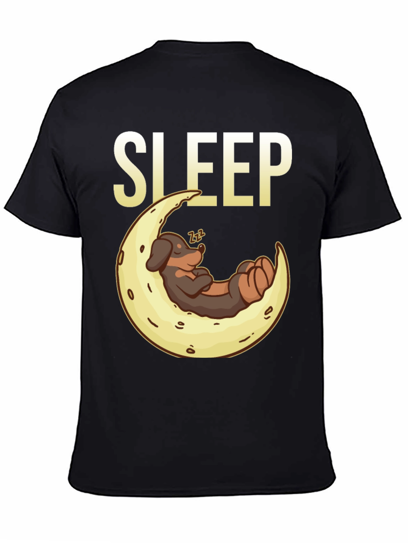 Sleepy Dog on Moon Graphic Tee - Black - 4
