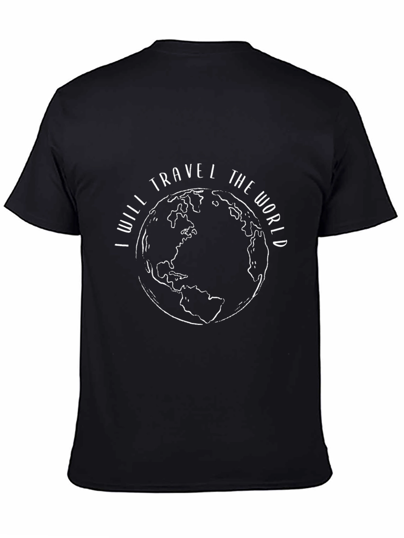 Black Travel the World Graphic T-Shirt - Black Crew Neck view 4