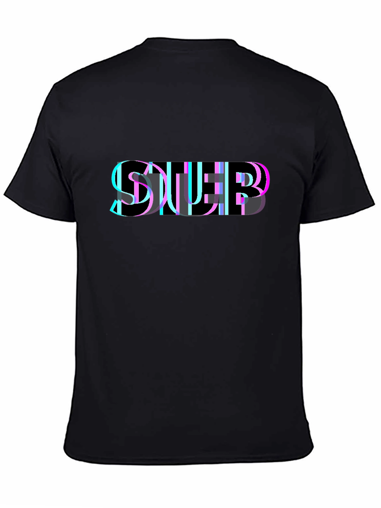 Black Abstract Glitch Graphic Black T-Shirt view 4