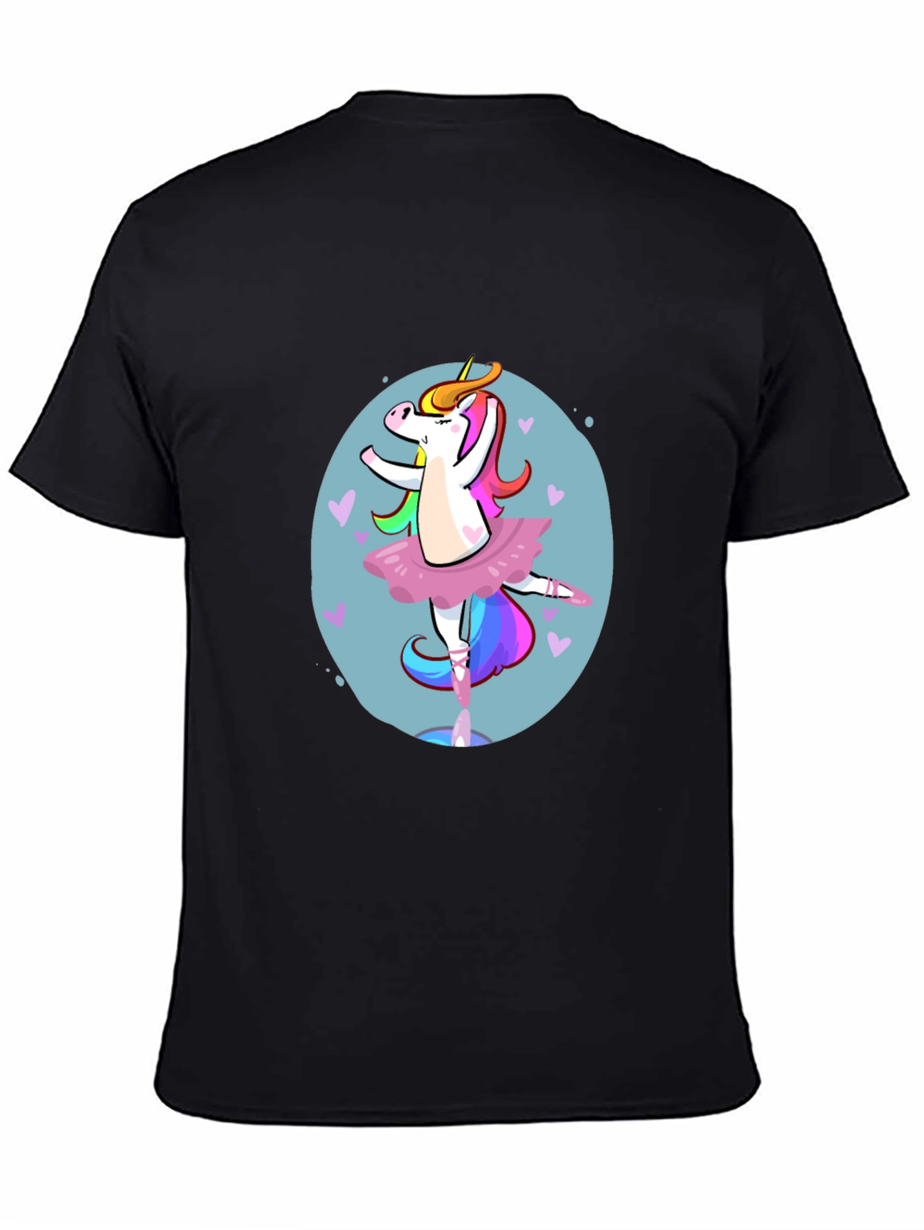 Black Unicorn Ballerina Graphic Tee - Black Cotton T-Shirt view 4