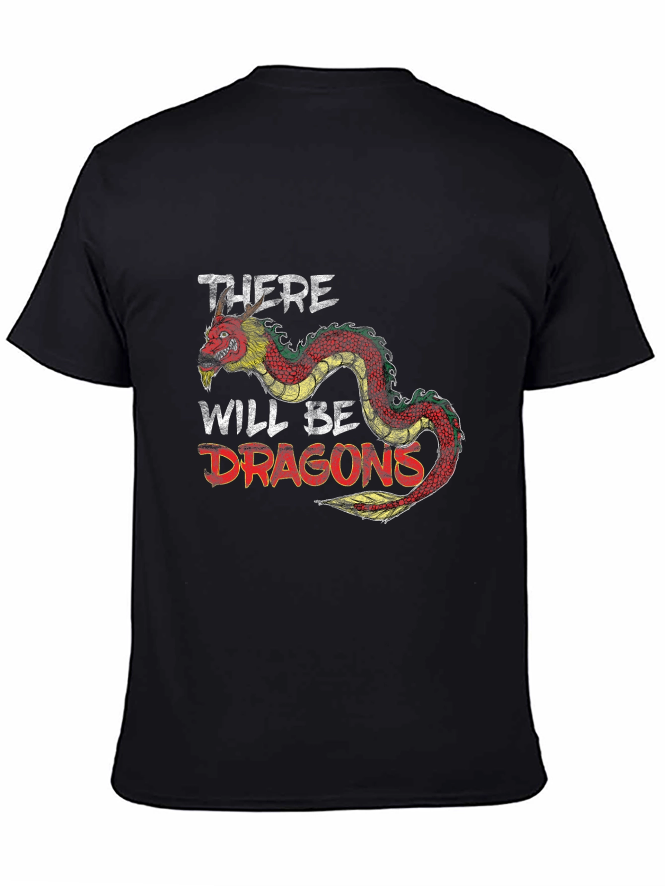 Black There Will Be Dragons Graphic Tee - Black Cotton Shirt view 4