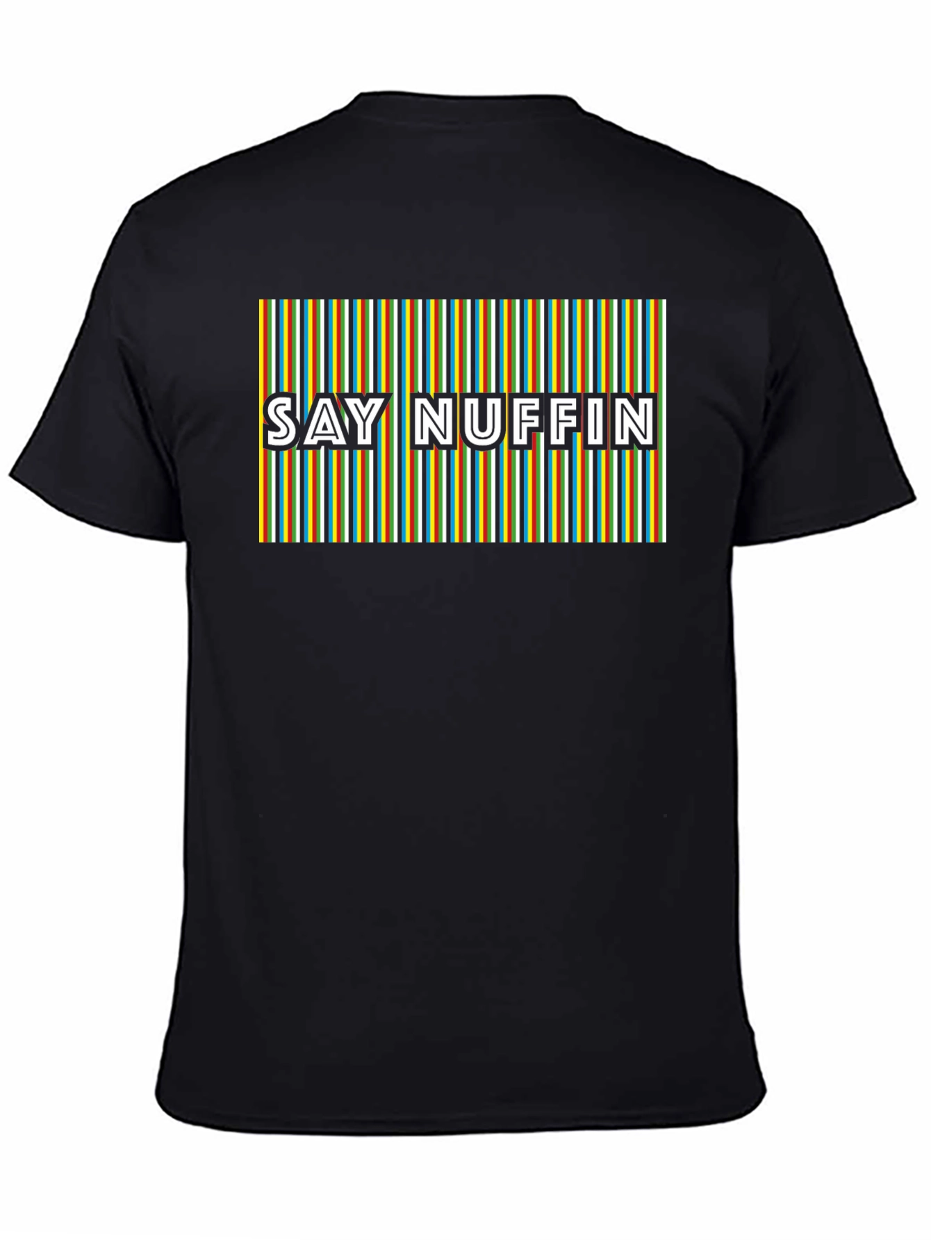 Black Say Nuffin Graphic Tee - Funky Retro Stripe Design view 4