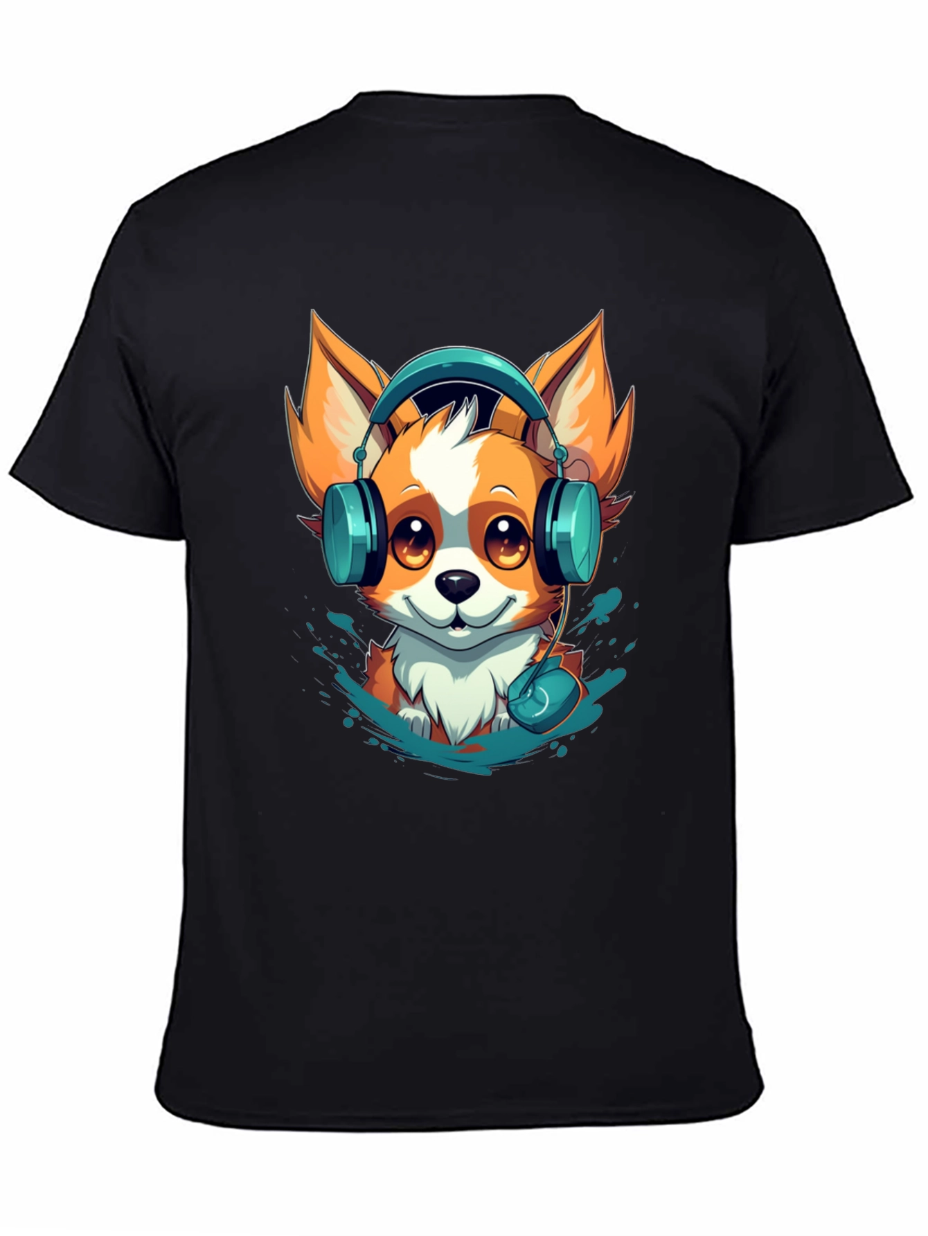 Black Fox Headphone Graphic Tee view 4