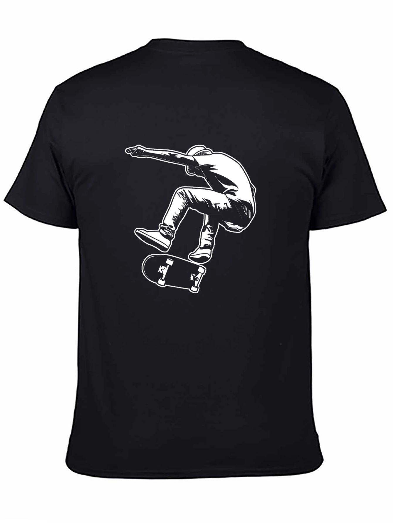 Black Cool Skateboarder Graphic Tee - Black Cotton Shirt view 4