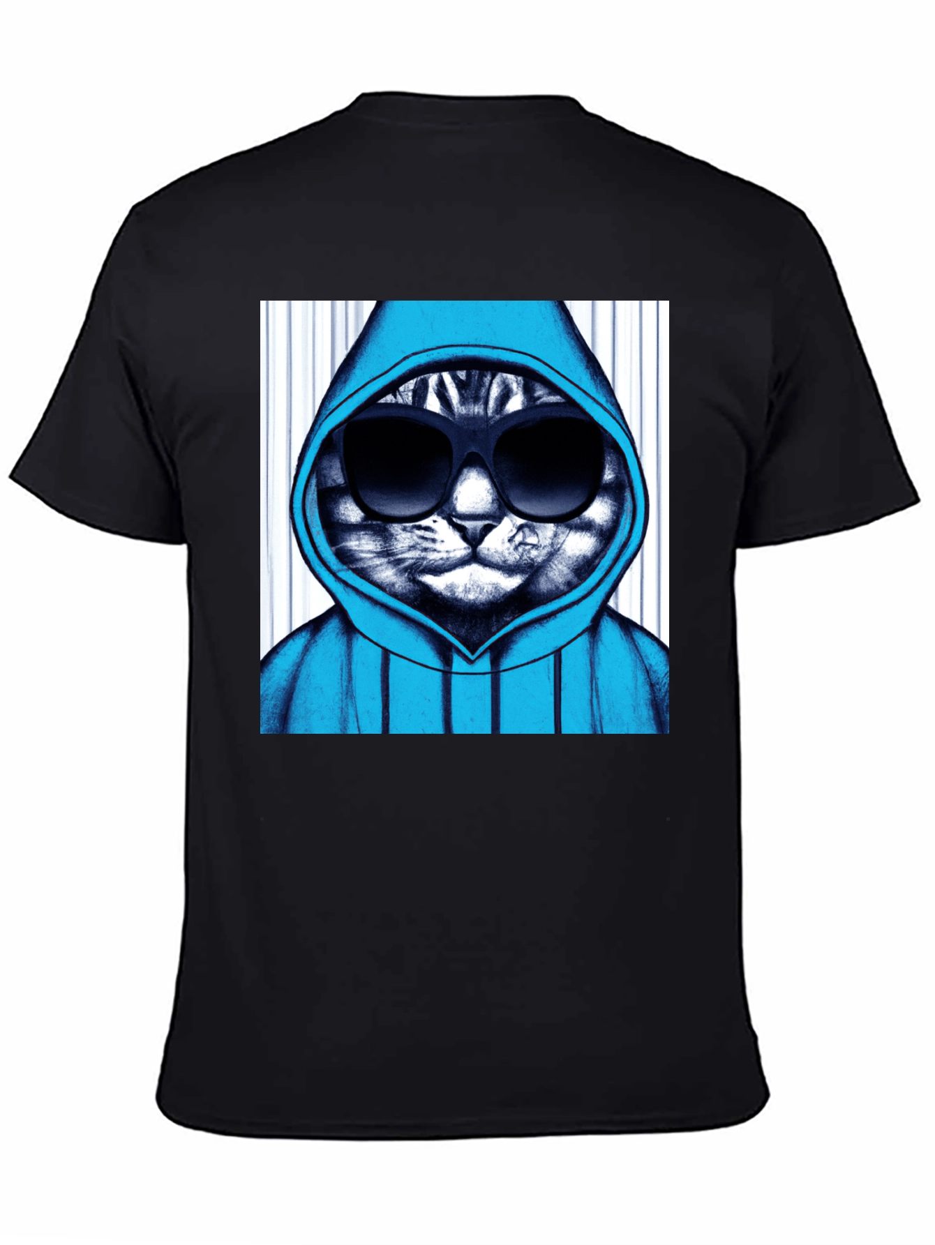 Black Cool Cat Hoodie Graphic Tee - Black view 4