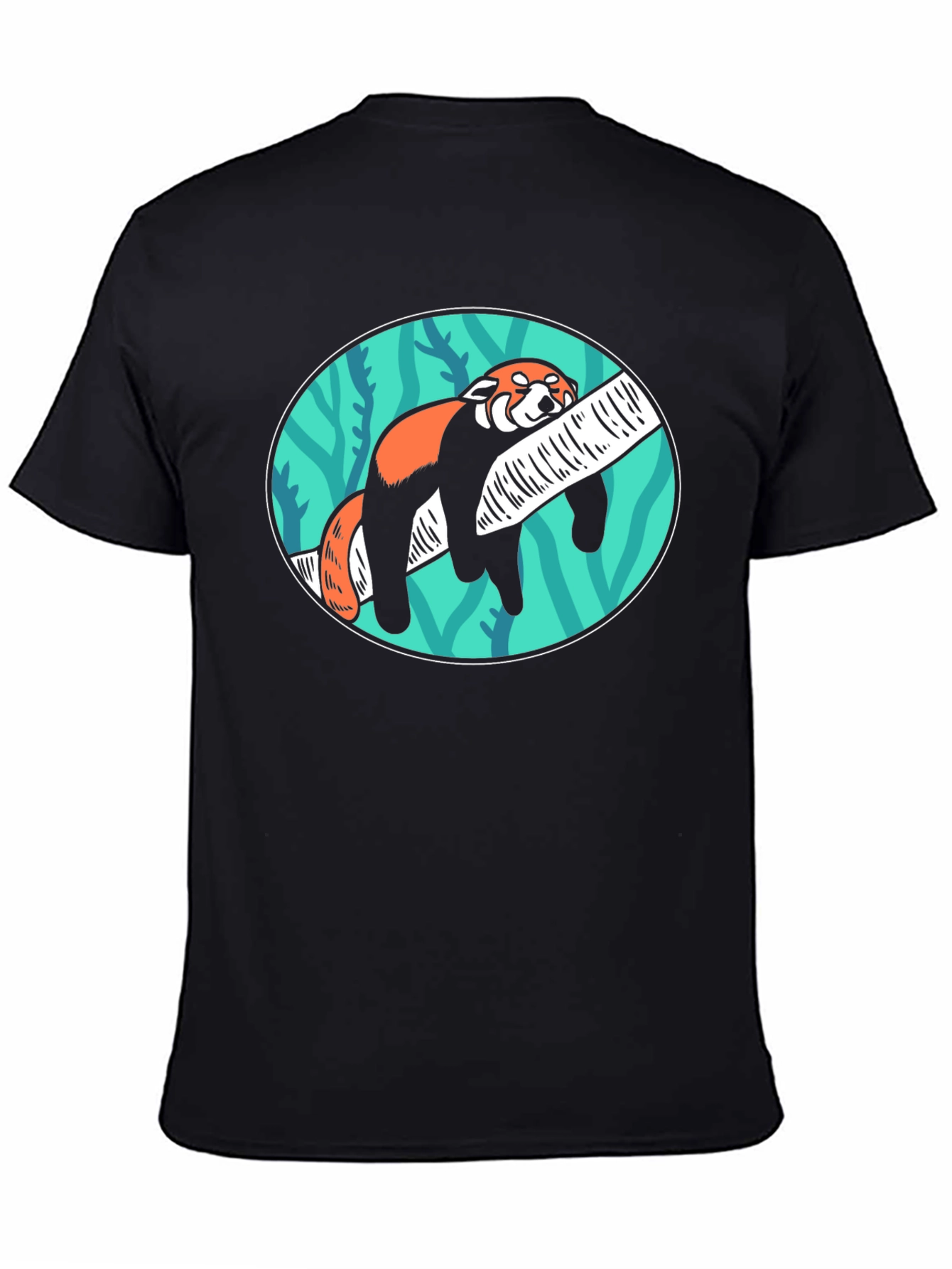 Black Red Panda Nap T-Shirt - Cute Animal Tee view 4