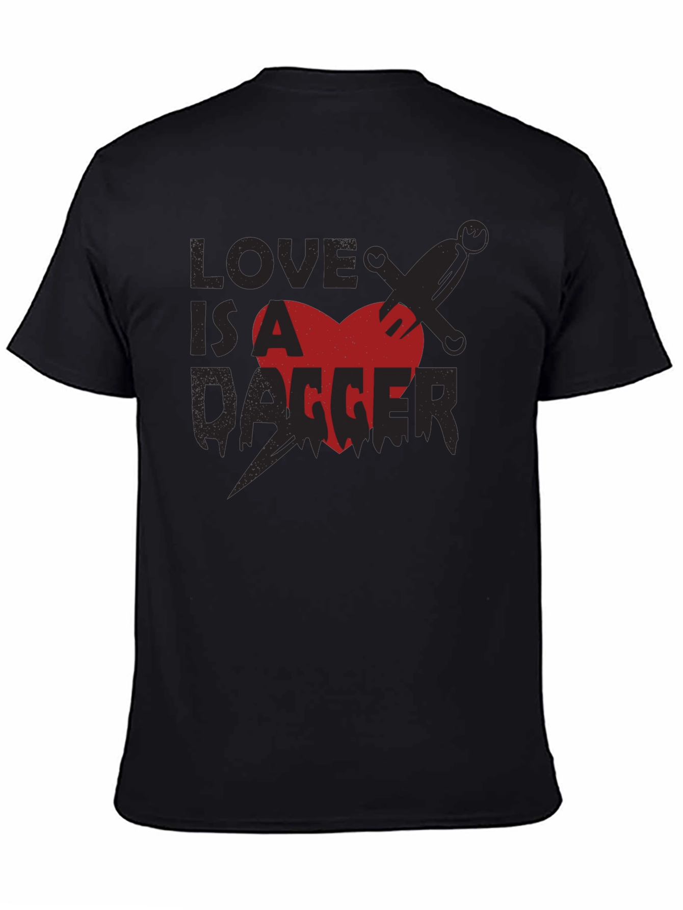 Black Love is a Dagger Graphic Tee - Men's Black T-Shirt view 4