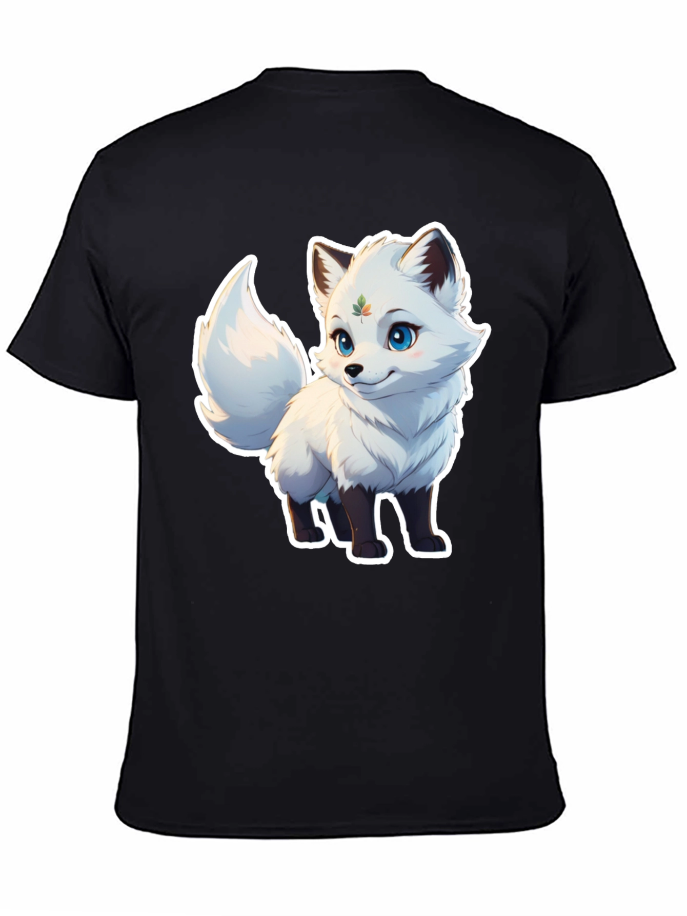Black Cute Fox Graphic Tee - Black Unisex T-Shirt view 4