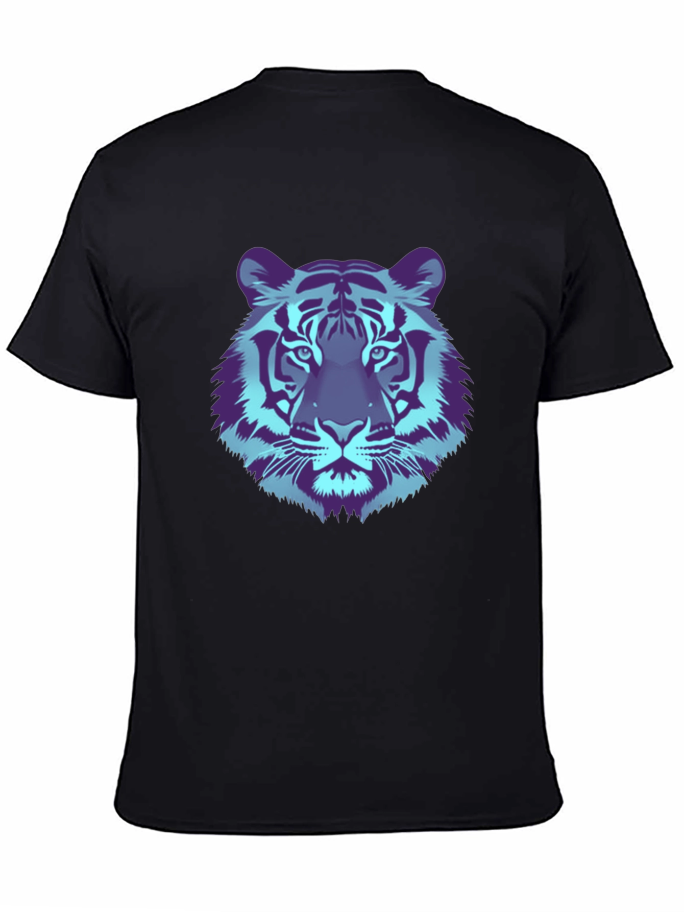 Black Cool Tiger Graphic Tee - Black Cotton T-Shirt view 4
