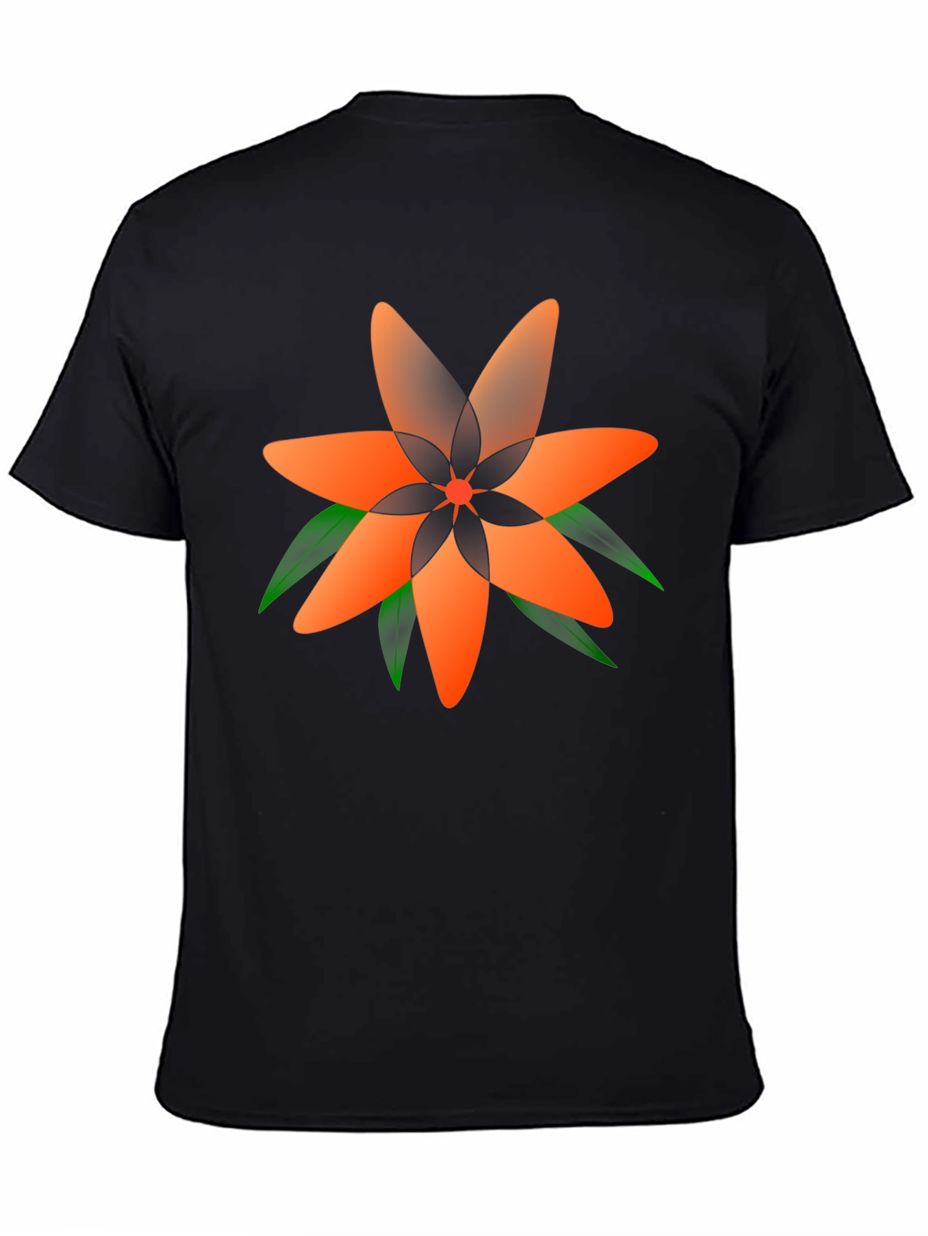 Black Geometric Floral Tee - Stylish Black T-Shirt view 4