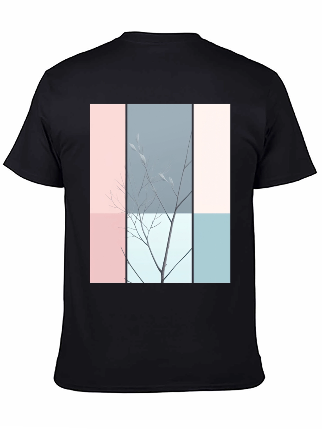Black Abstract Nature Graphic T-Shirt - Modern Art Tee view 4