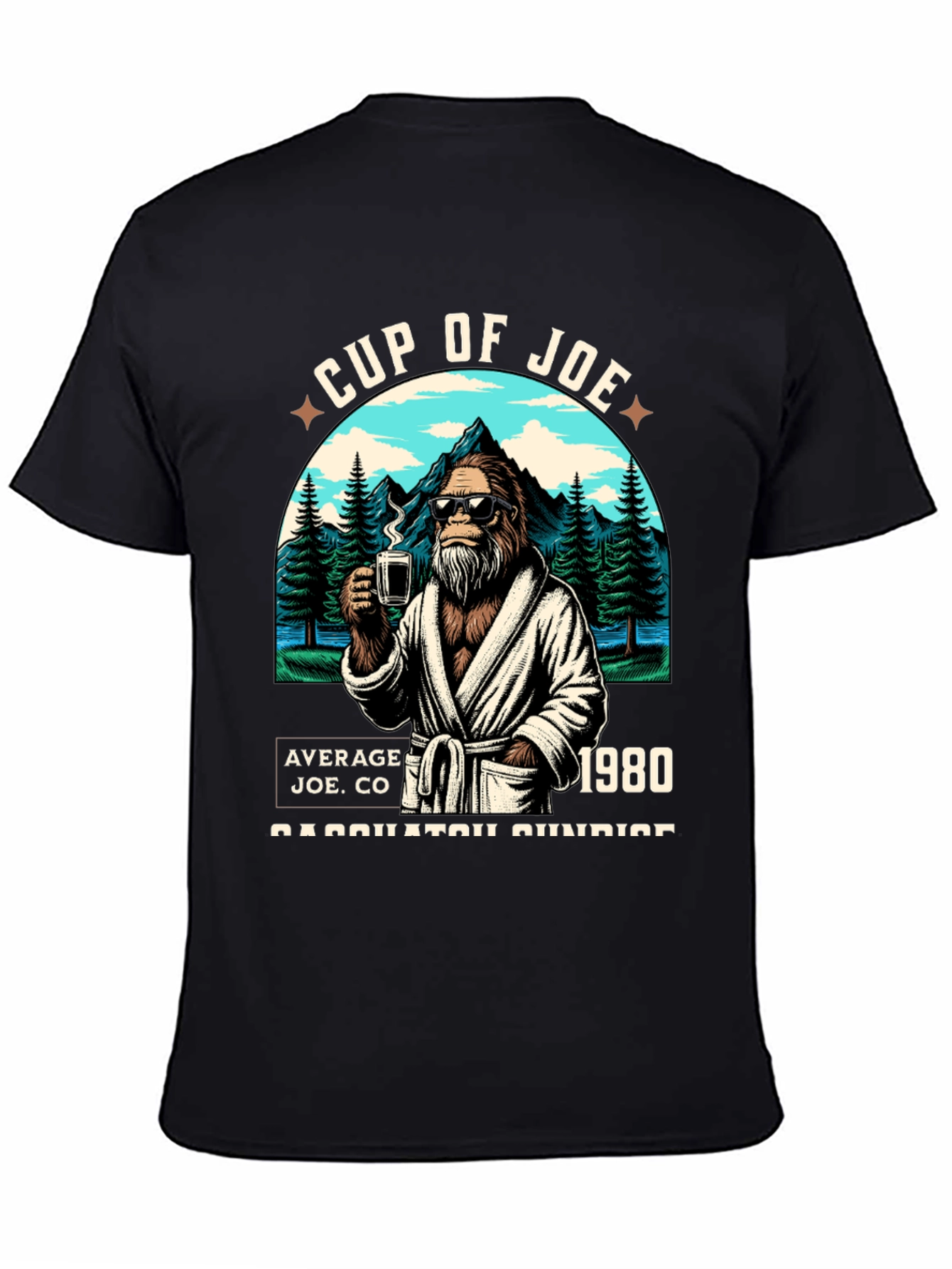 Black Cup of Joe Bigfoot T-Shirt: Average Joe CO view 4