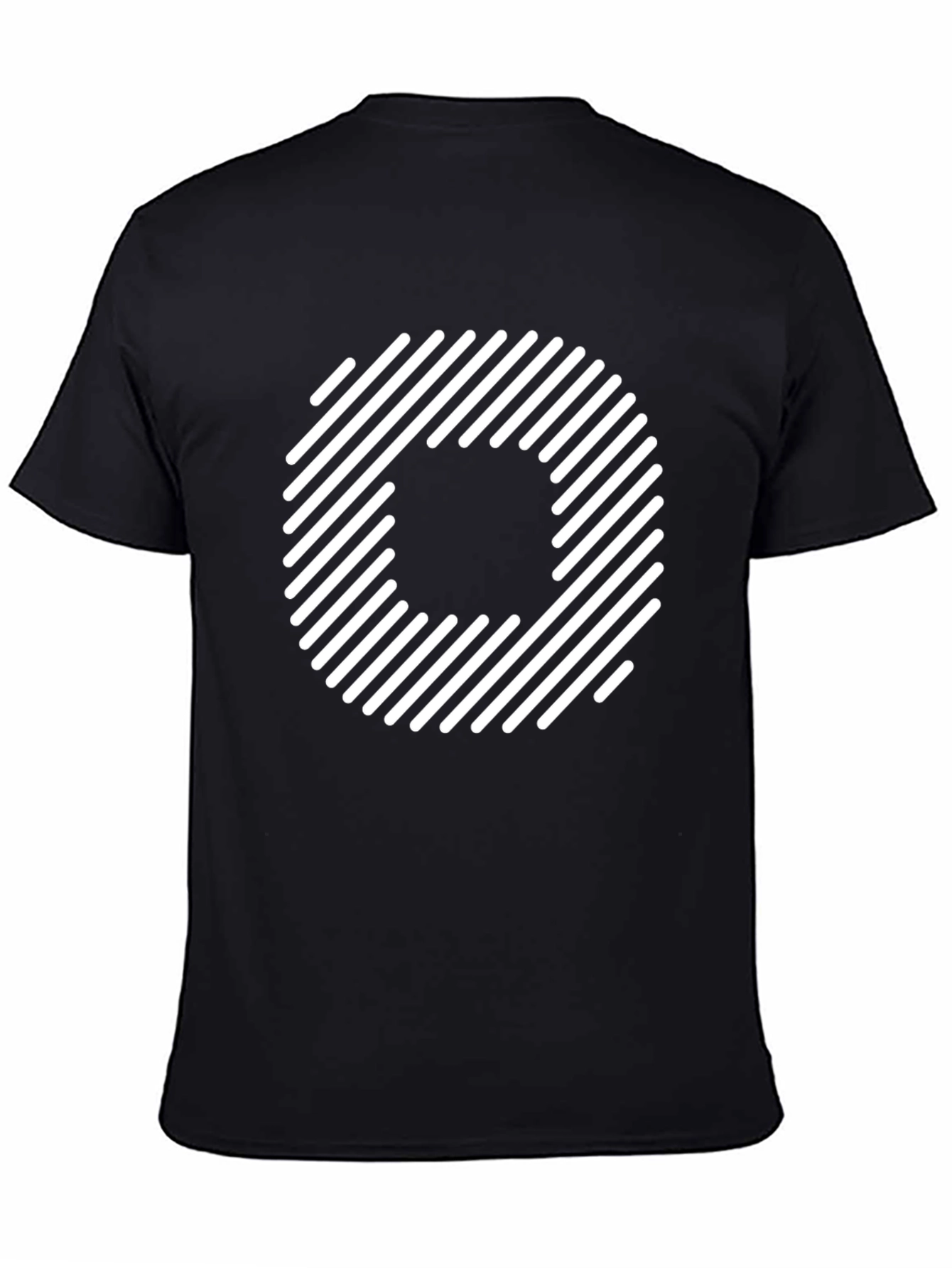 Black Striped O Graphic Tee - Modern Black T-Shirt view 4
