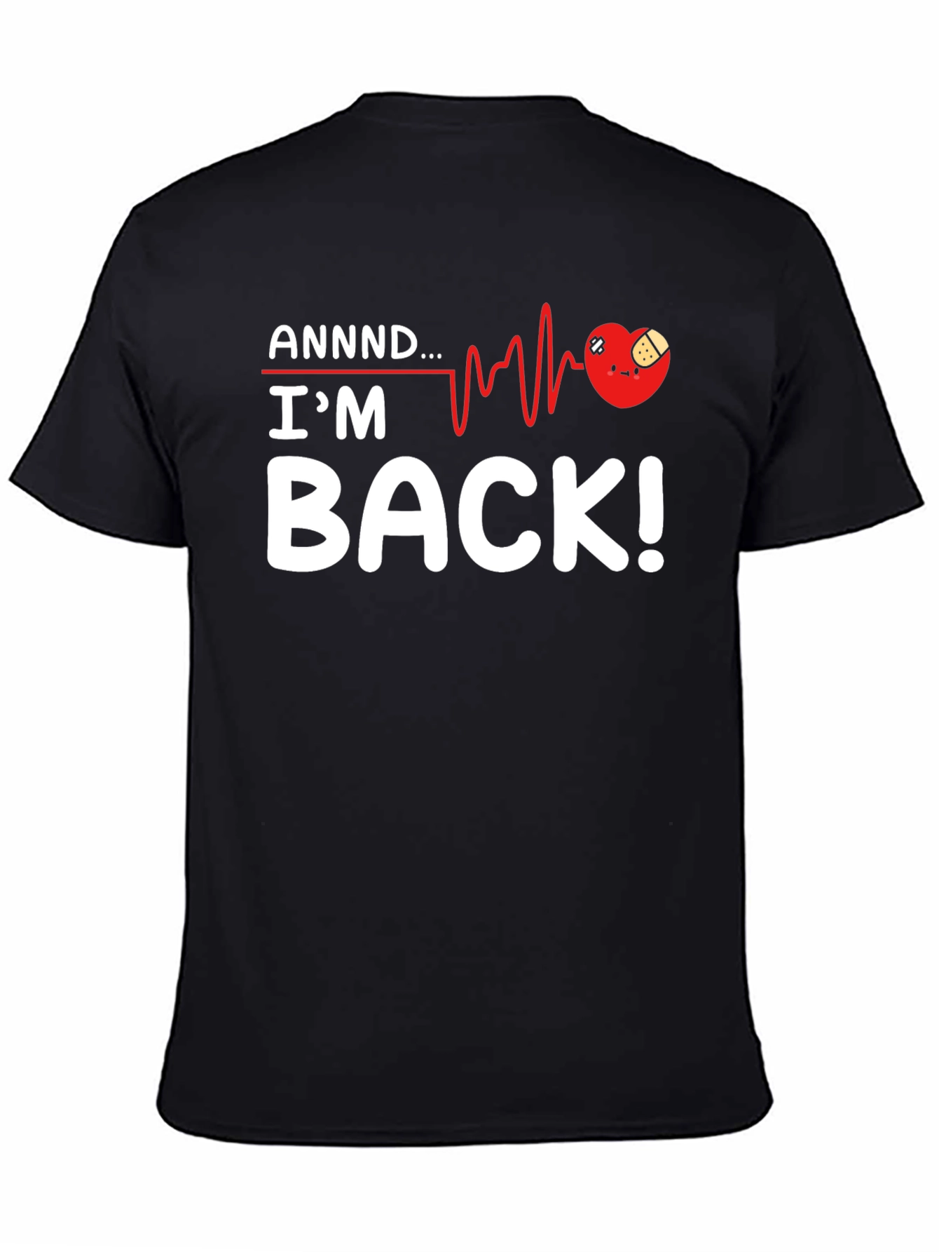 Black I'm Back! Heartbeat Recovery Graphic Tee view 4